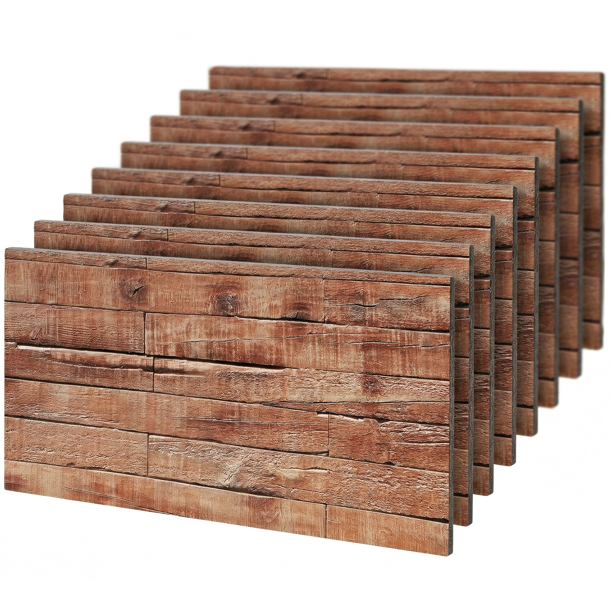 8-Pack 3D Faux Wood Wall Panels, Lightweight Polyurethane Panels for Interior and Exterior Accent Walls, Water-Resistant, 4' x 2', Cover 61.8 Sq.Ft., 0.6" Thick, Coffee