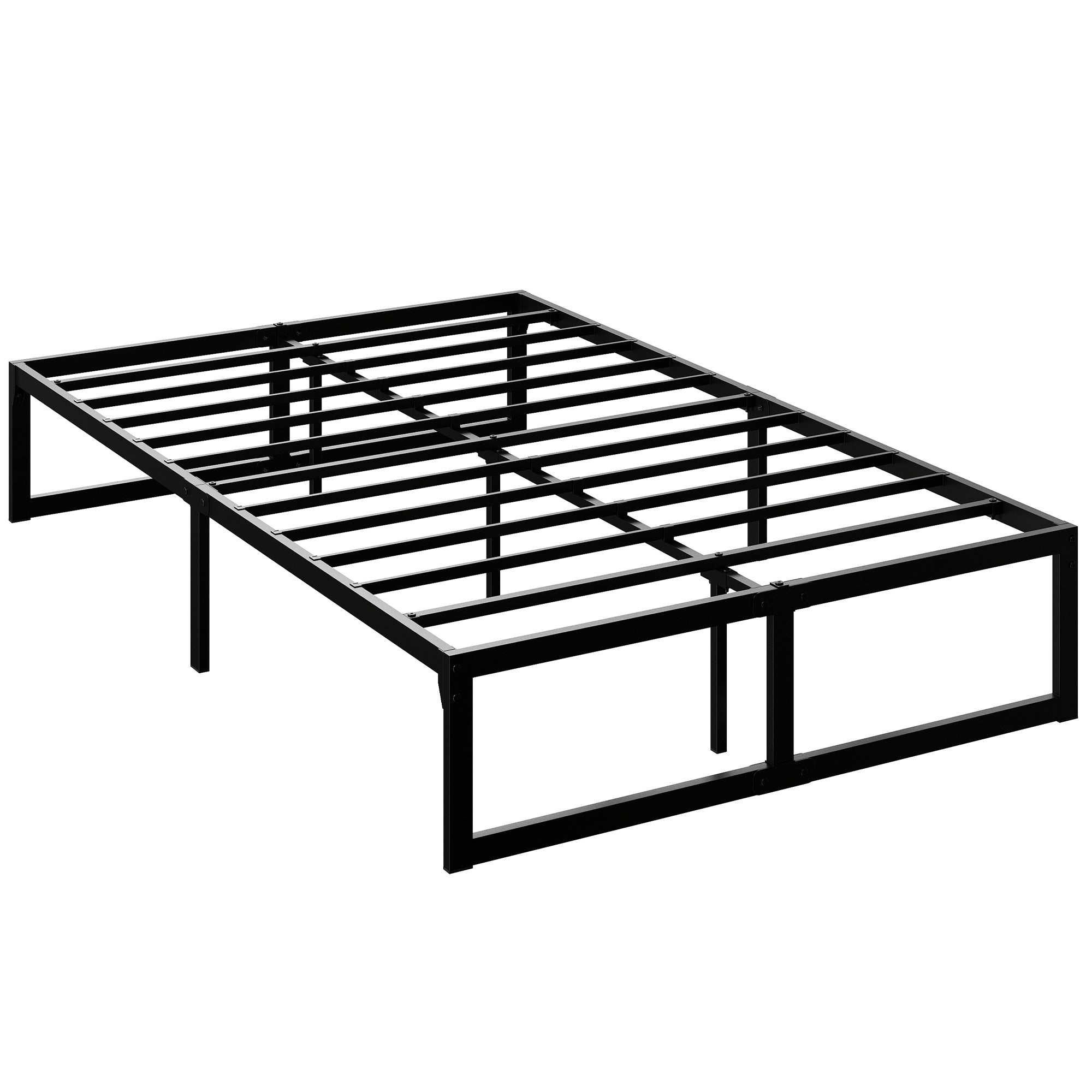 4ft Small Double Bed Frame with Underbed Storage, 32.5 cm Height, Metal Platform Bed Frame with Steel Slat Support, Noise-Free, Easy Assembly, Black