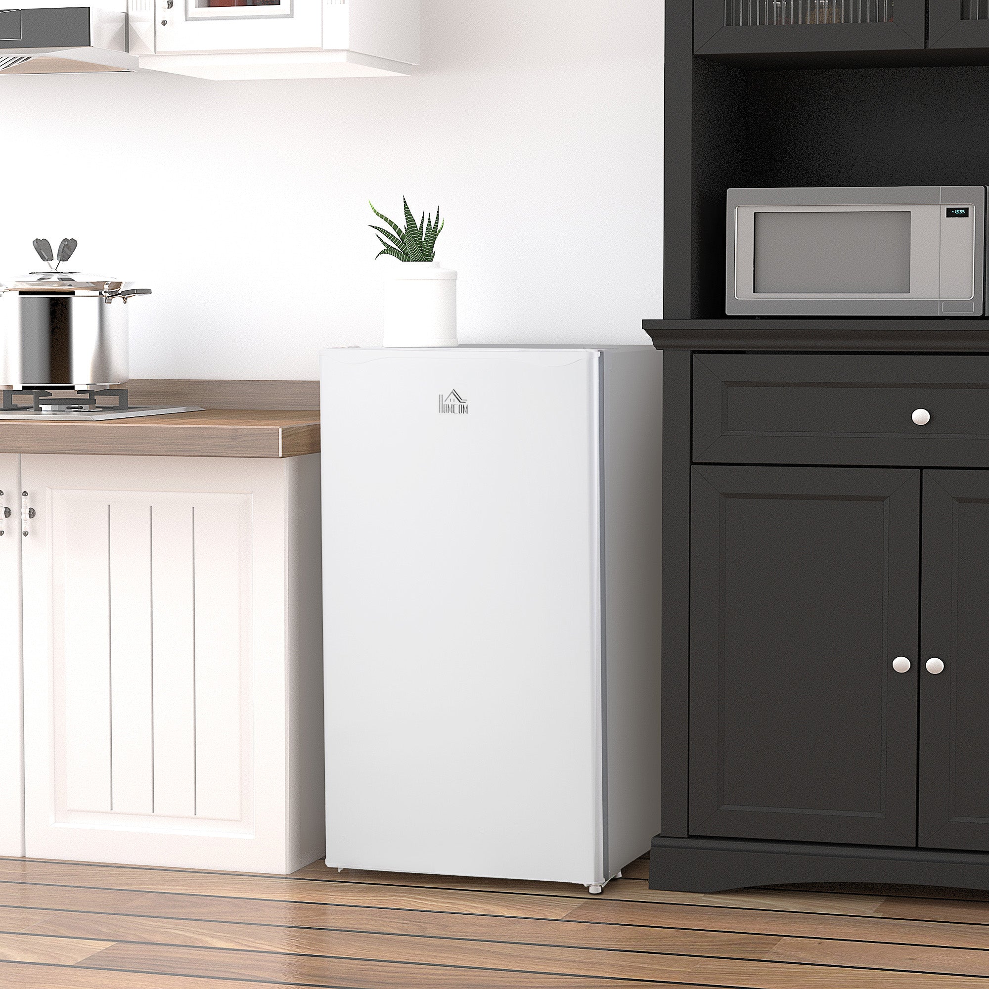 HOMCOM 91 Litre Freestanding Under Counter Fridge Freezer with Chiller Box, Reversible Door, Adjustable Thermostat, 47.5cm Wide, White