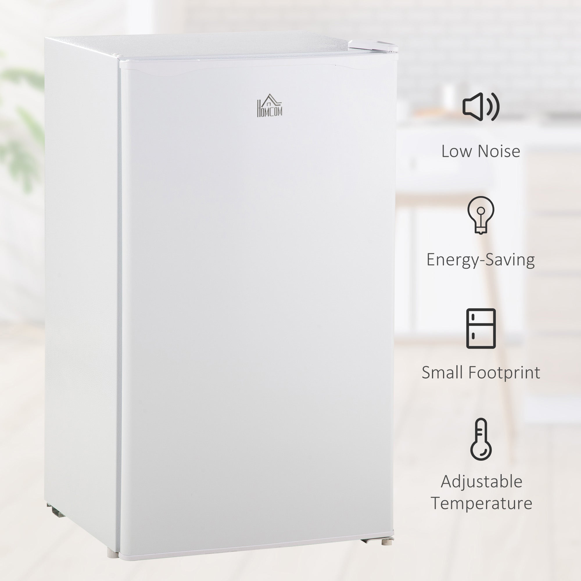 HOMCOM 91 Litre Freestanding Under Counter Fridge Freezer with Chiller Box, Reversible Door, Adjustable Thermostat, 47.5cm Wide, White