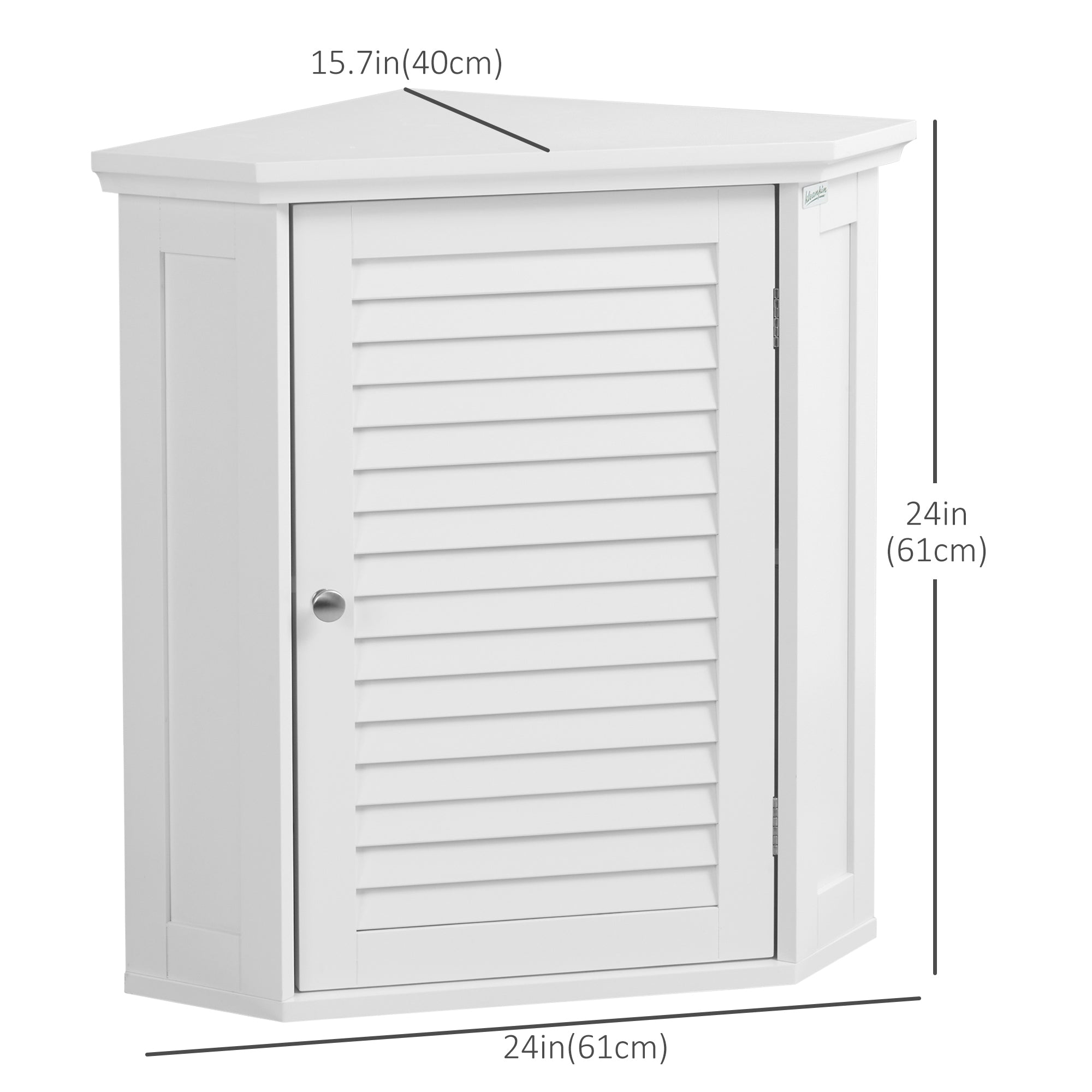 kleankin Corner Wall Cabinet, Medicine Cabinet, Over the Toilet Storage Cabinet with Shutter Door and Adjustable Shelf for Bathroom, Space Saving, White