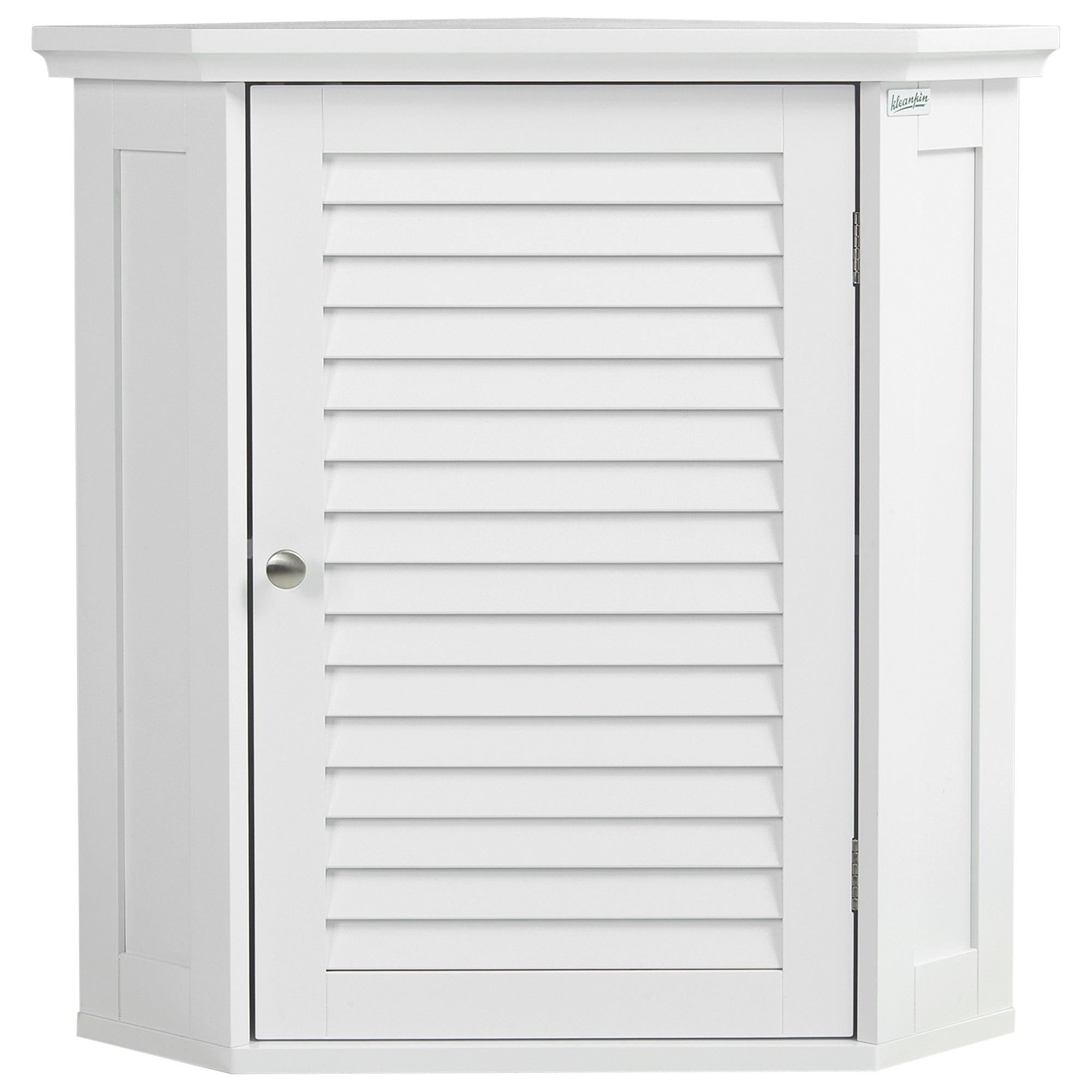 kleankin Corner Wall Cabinet, Medicine Cabinet, Over the Toilet Storage Cabinet with Shutter Door and Adjustable Shelf for Bathroom, Space Saving, White