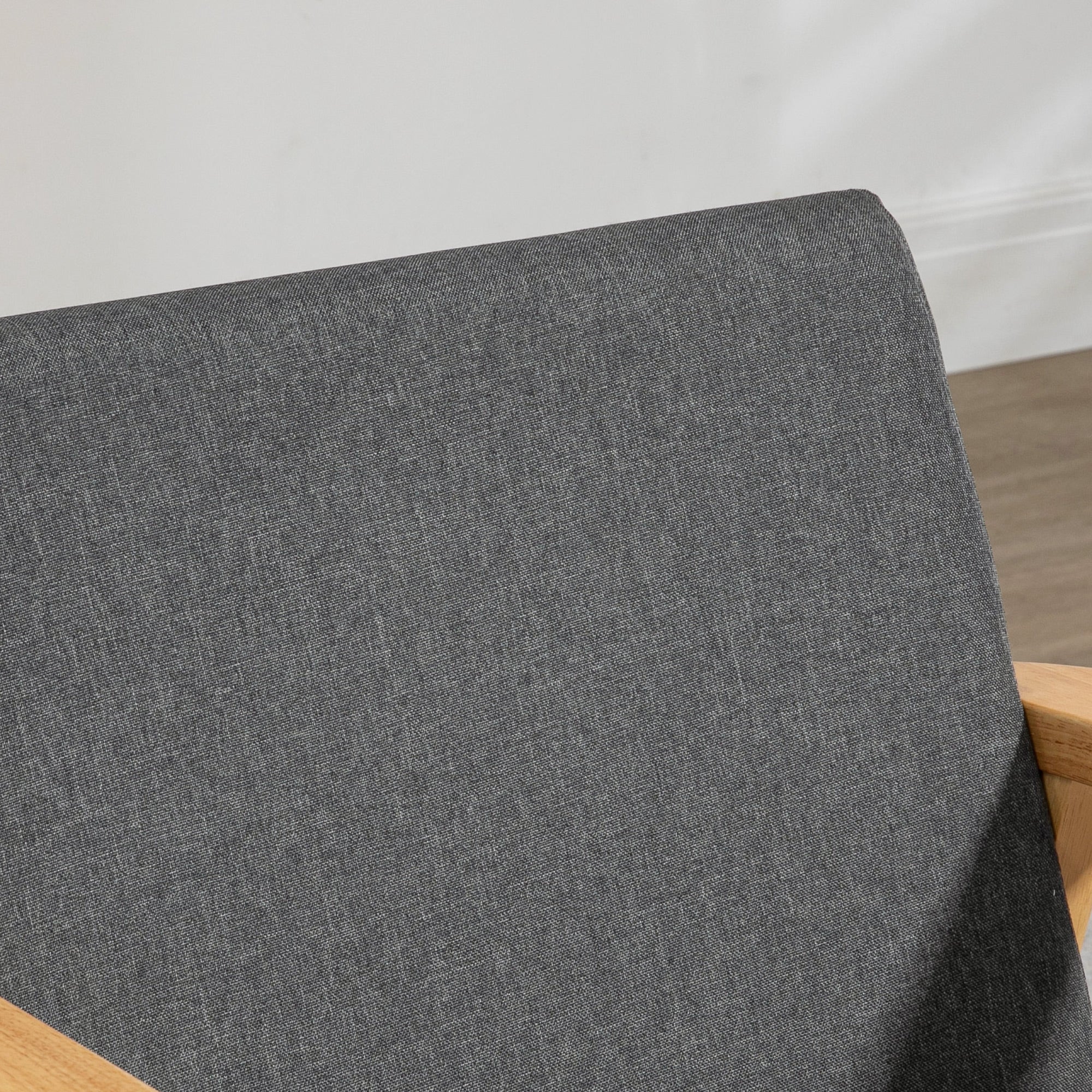 HOMCOM Accent Armchair, Living Room Chair, Wooden Upholstered Single Lounge Chair with Rubber Wood Legs and Padded Seat , Leisure Sofa Chair for Bedroom Office, Dark Grey