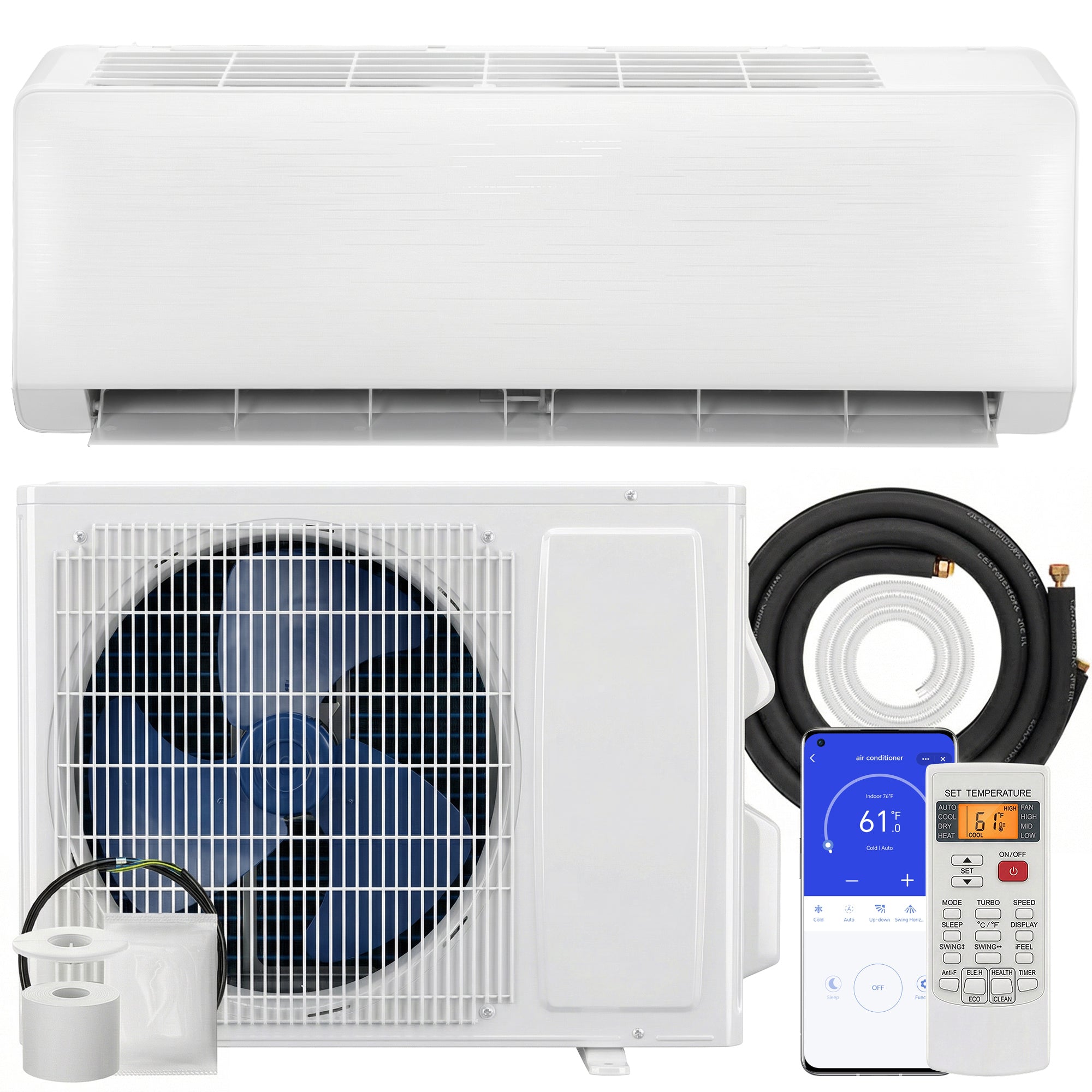 12000 BTU Mini Split AC/Heating System SEER2 22 Inverter Heat Pump, 115V, Works with Alexa, Energy Efficient Ductless Air Conditioner Cools 750 Sq.Ft, WiFi Enabled with Install Kit