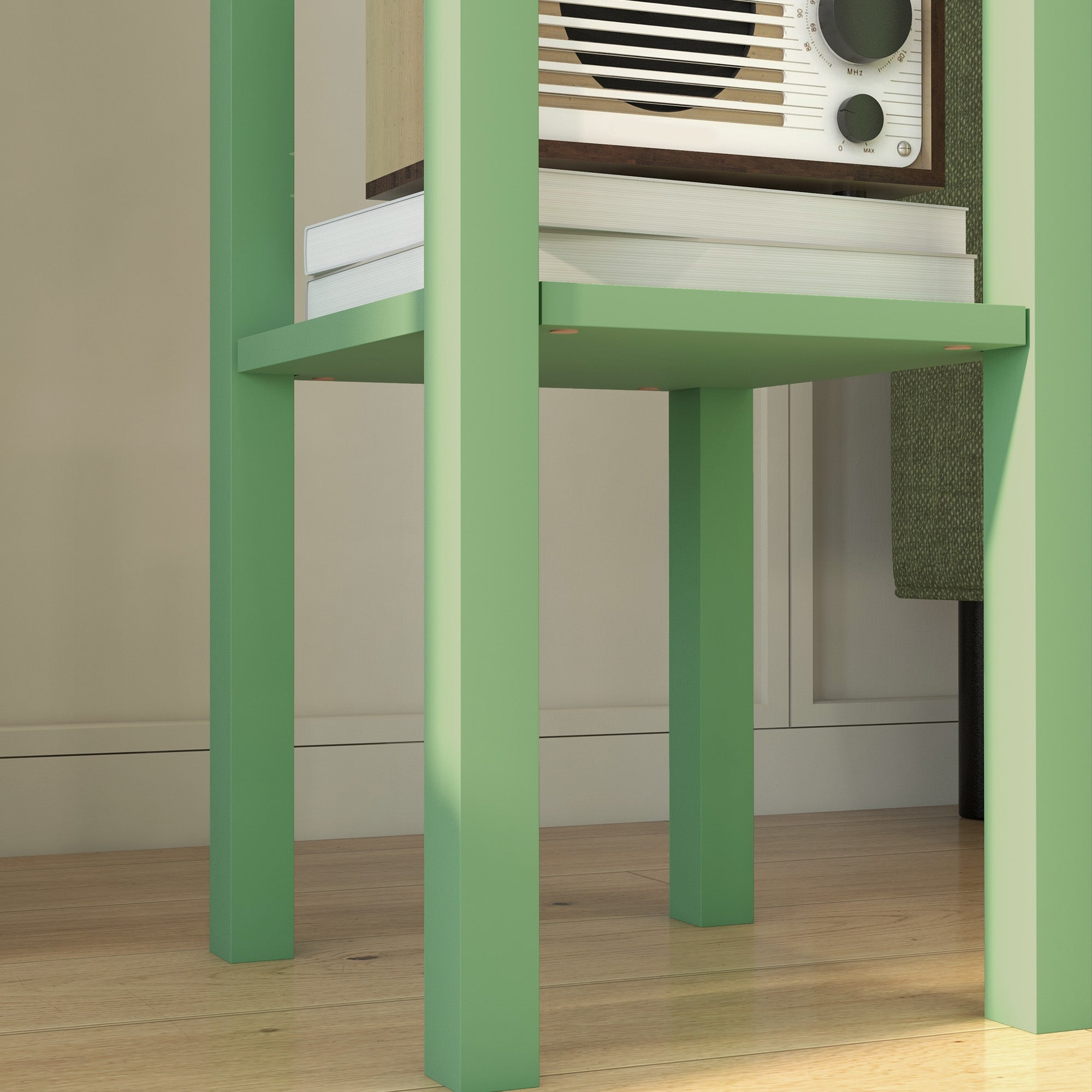 2 Tier Side Table with Drawer and Shelf End Table for Living Room and Hallway Green