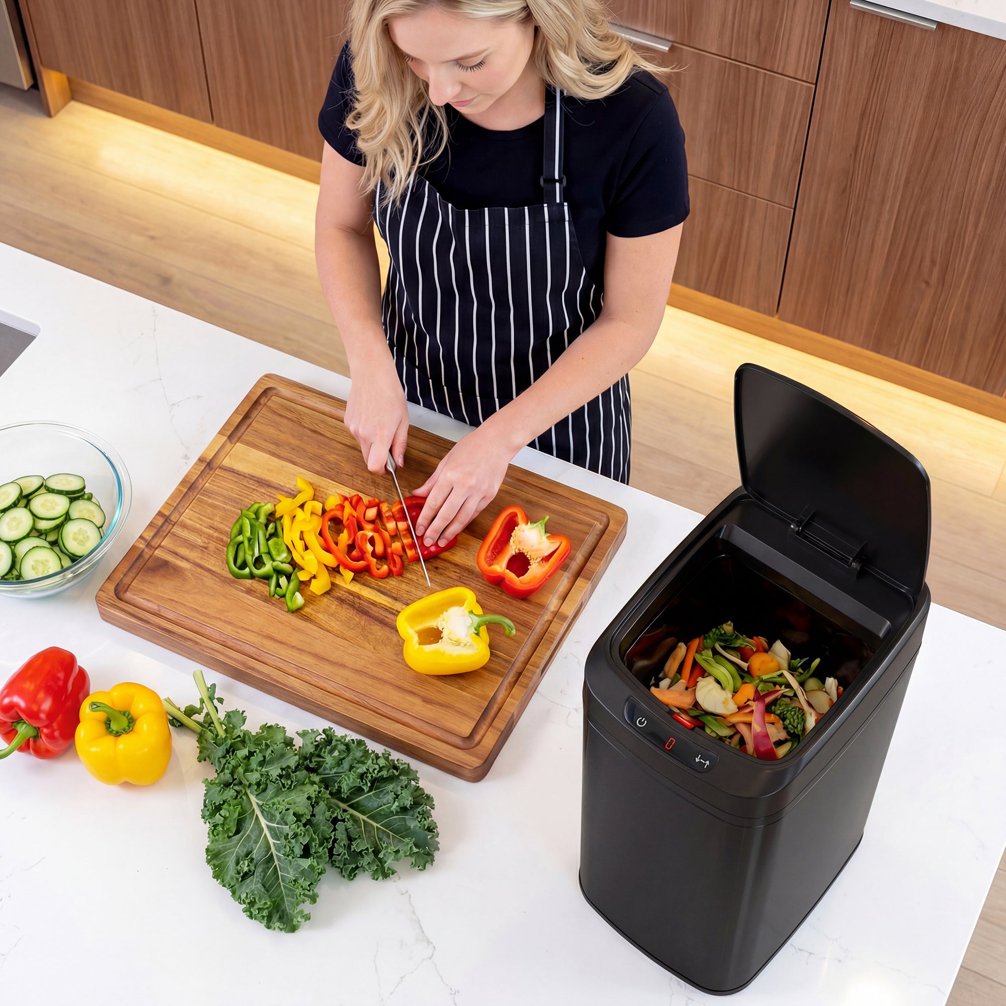 12L Sensor Bin, Automatic Touchless Motion Sensor Kitchen Bin, Compact Trash Can with Fingerprint Resistant Stainless Steel for Hygienic Gyms, Home Office Use, Black