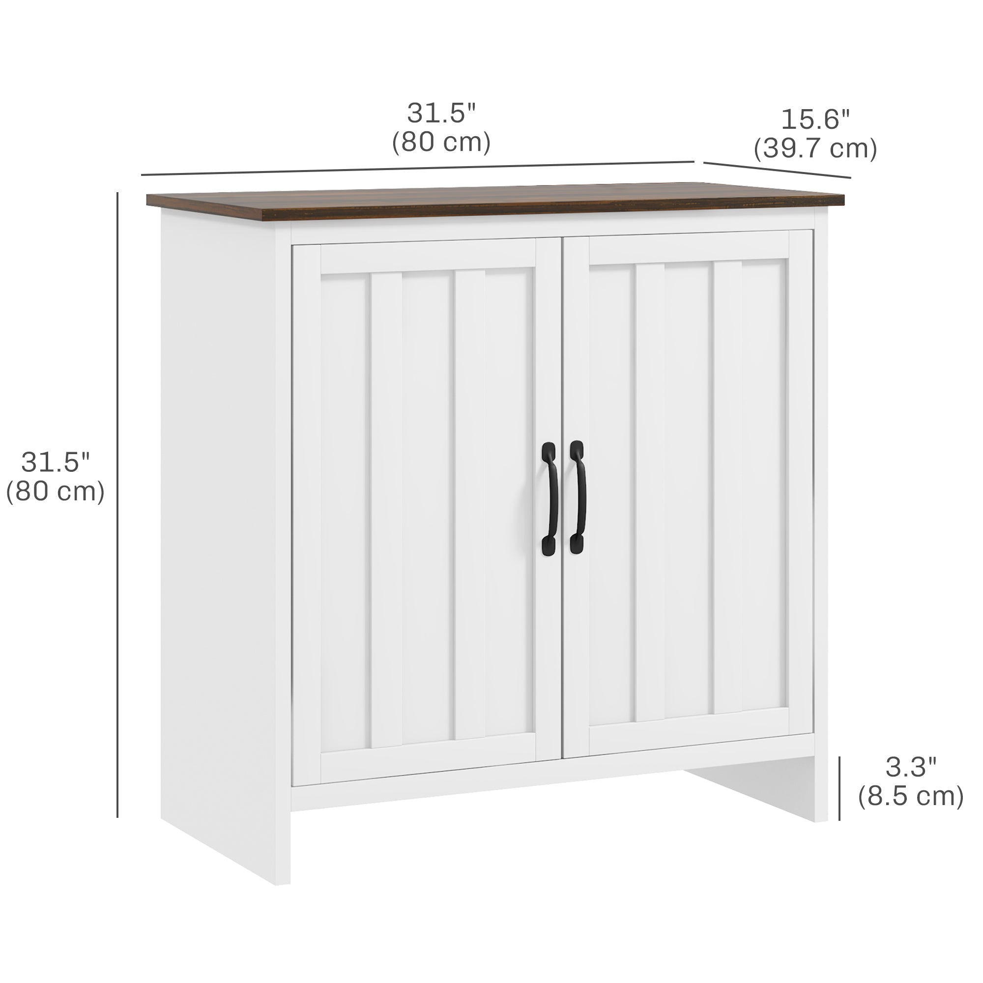 HOMCOM Modern Floor Storage Cabinet, Sideboard Buffet Cabinet with Beadboard Doors and Adjustable Shelf, Accent Cabinet, White