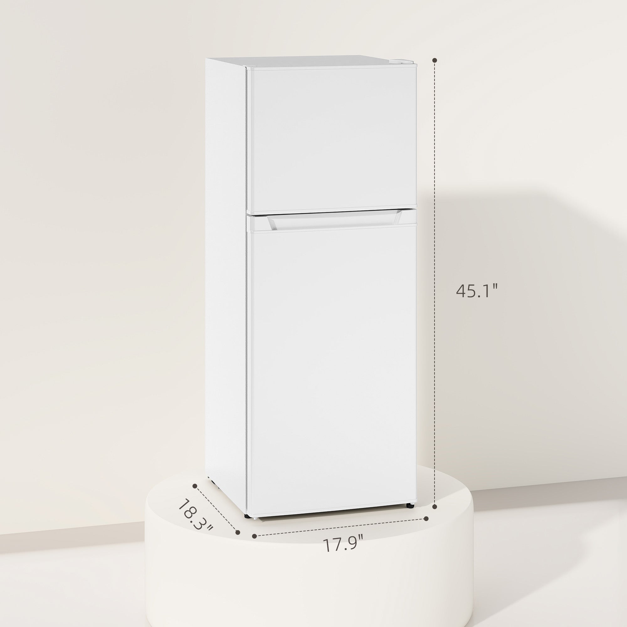 HOMCOM Small Fridge with Freezer, 4 Cu. Ft. Compact Refrigerator with Adjustable Shelves, Mechanical Thermostat, Reversible Double Doors for Bedroom, Dorm, Kitchen, White