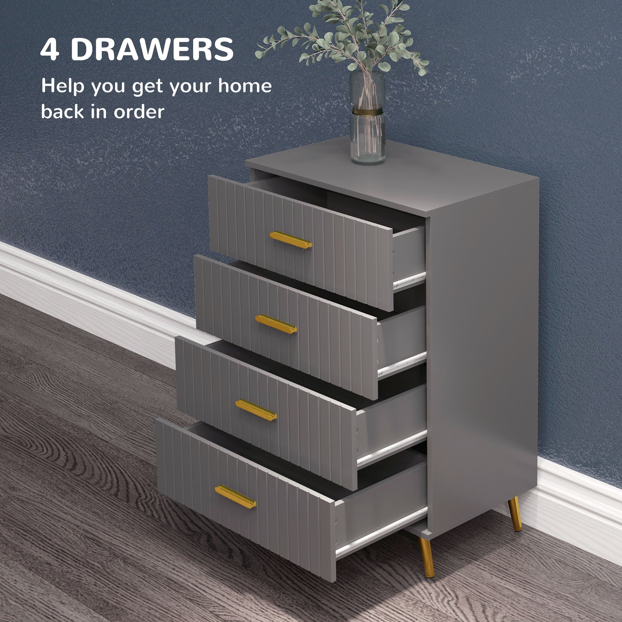 Modern 4-Drawer Chest of Drawers - Dark Grey