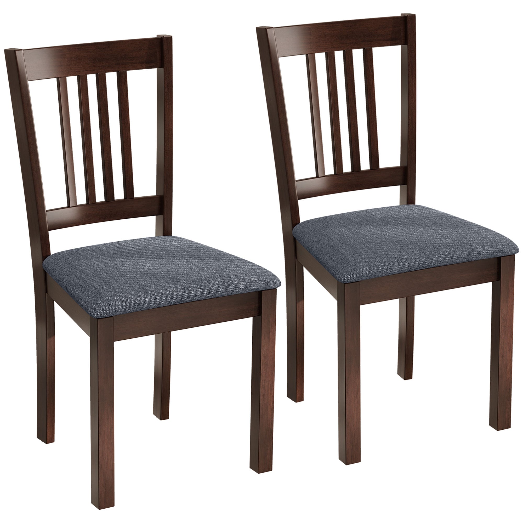 Modern Dining Chairs Set of 2, Linen Fabric Upholstered Kitchen Chairs with Rubberwood Legs for Dining Room, Living Room, Gray and Walnut