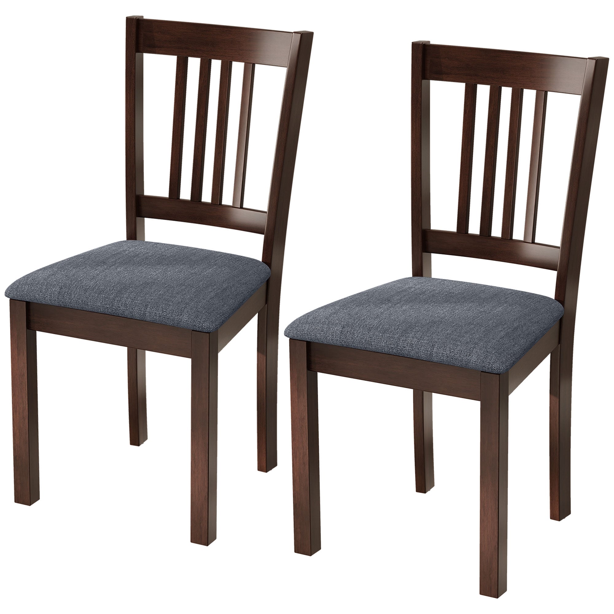 Modern Dining Chairs Set of 2, Linen Fabric Upholstered Kitchen Chairs with Rubberwood Legs for Dining Room, Living Room, Gray and Walnut