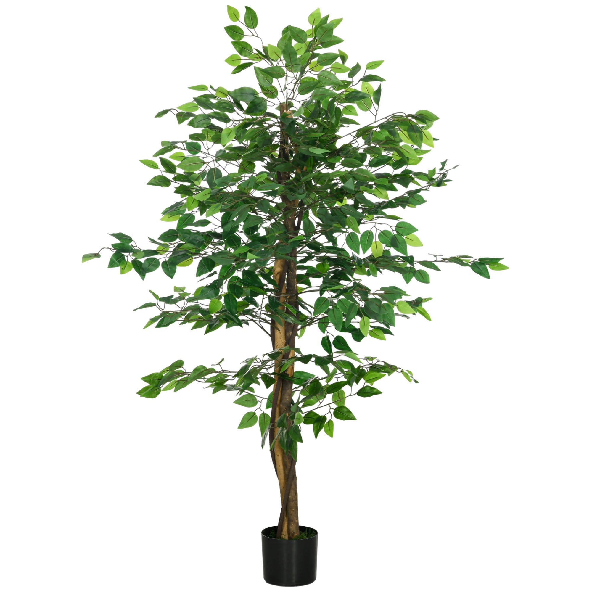 5ft Artificial Tree, Indoor Outdoor Fake Ficus with Pot for Home Office Living Room Decor