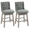 30" Bar Height Bar Stools Set of 2, 180° Swivel Barstools with Solid Wood Footrests, Gray - HOMCOM