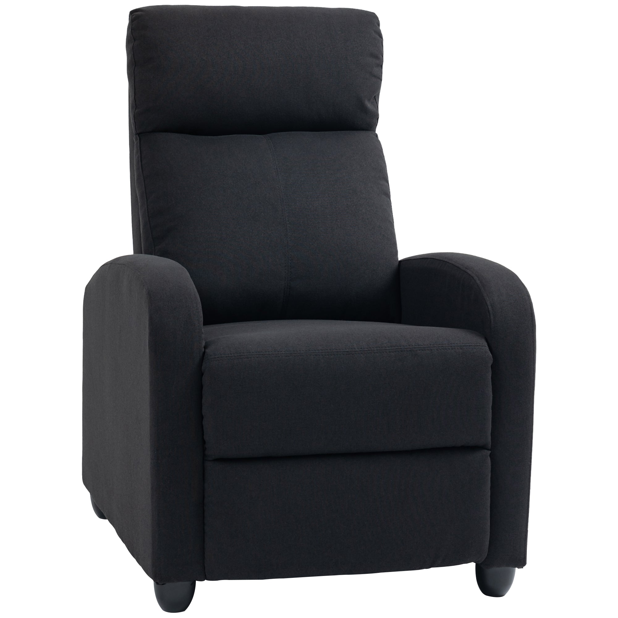 HOMCOM Push Back Recliner Chair, Fabric Home Theater Seating, Single Reclining Sofa Chair with Padded Seat for Living Room, Black