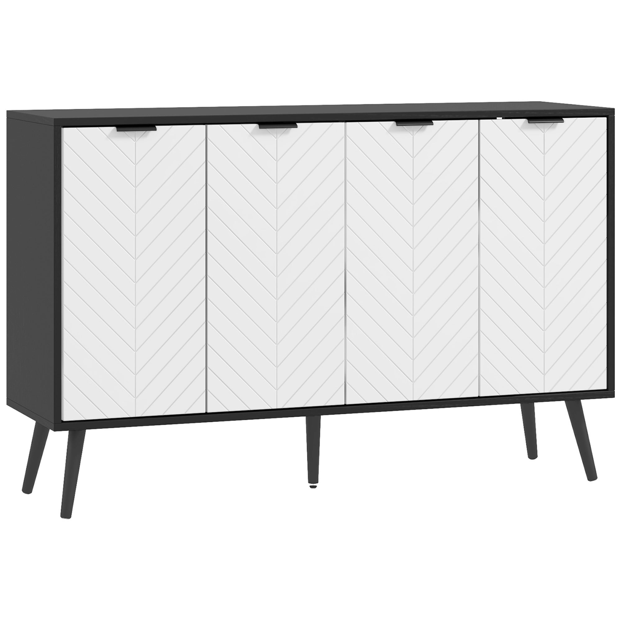 HOMCOM Kitchen Sideboard, Modern Storage Cabinet, Accent Cupboard with Adjustable Shelves, Black