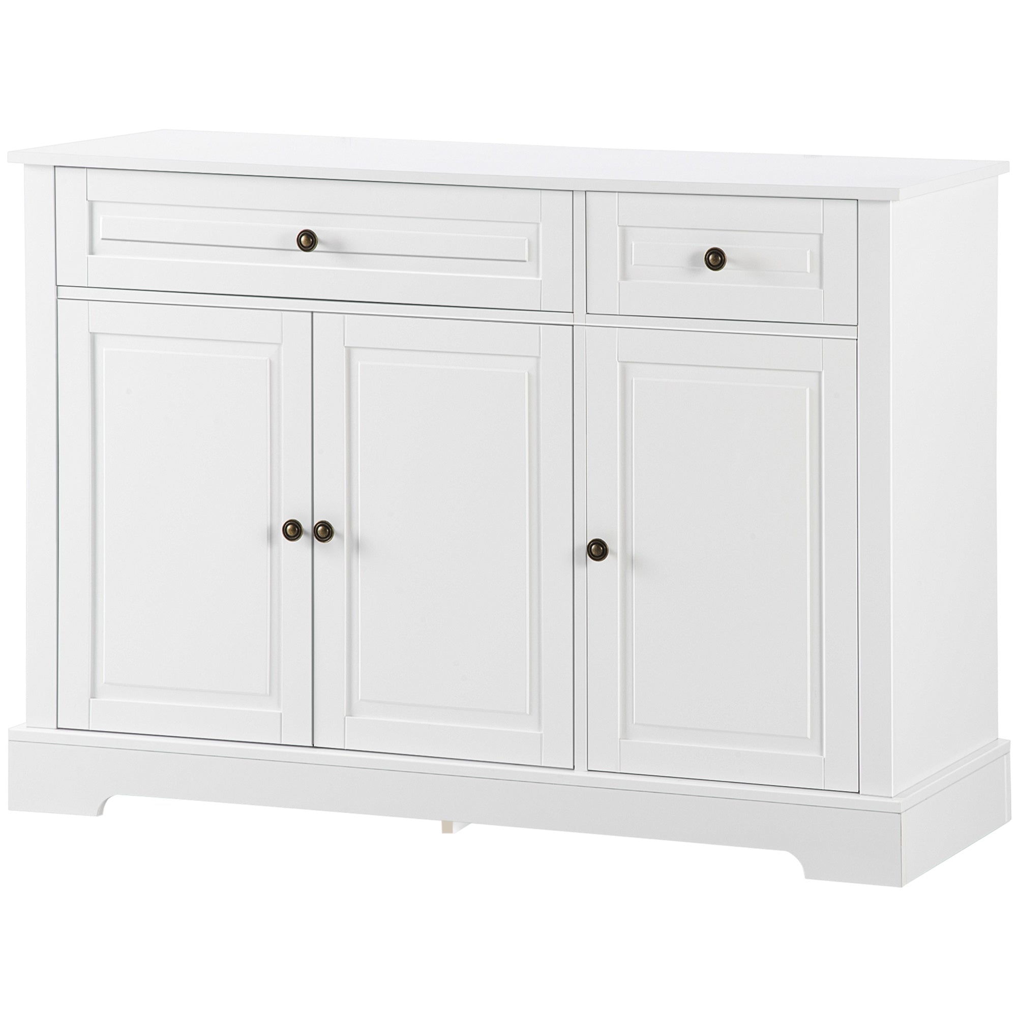 Sideboard Buffet Cabinet, Modern Kitchen Cabinet with 2 Drawers and Adjustable Shelves, Coffee Bar Cabinet, White