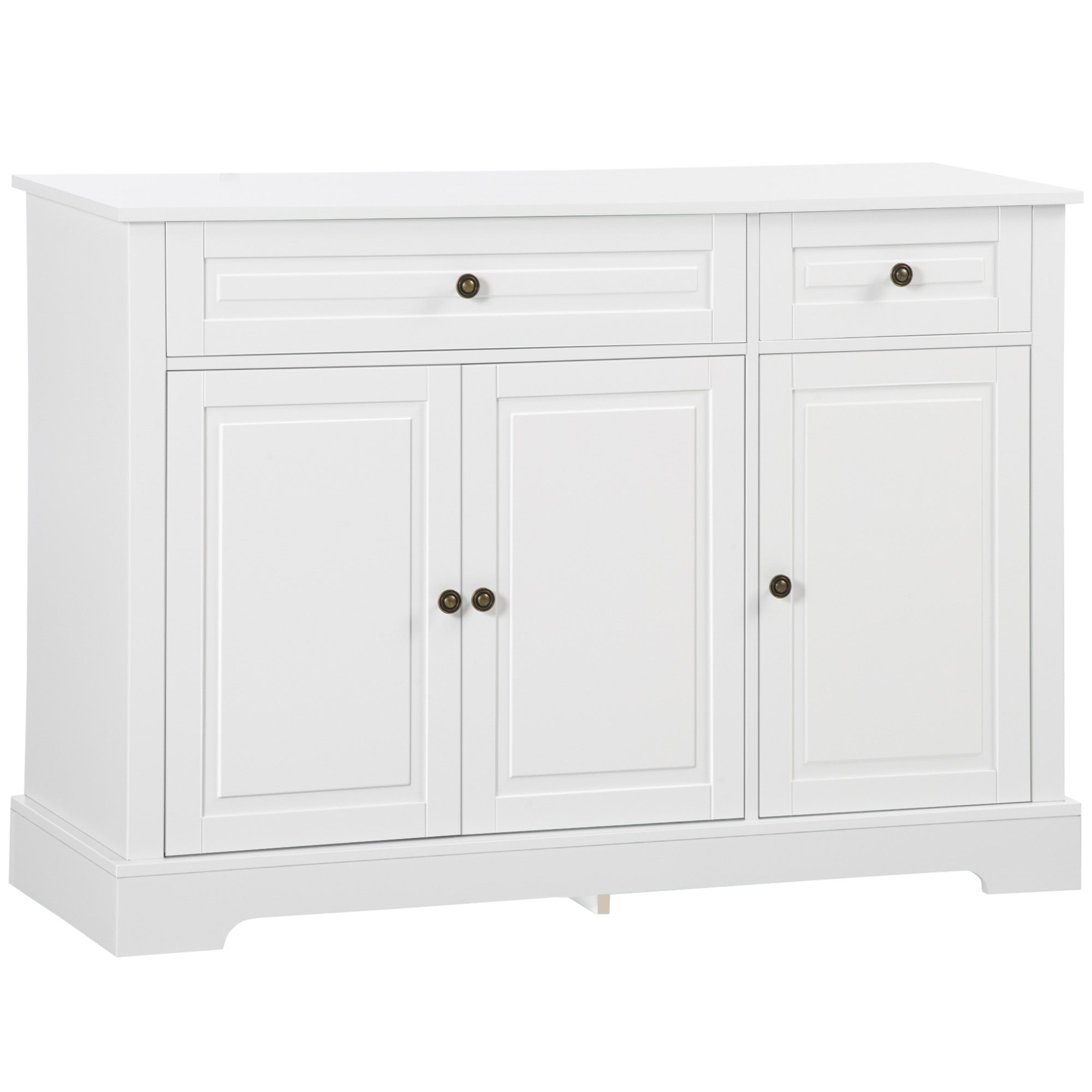 Sideboard Buffet Cabinet, Modern Kitchen Cabinet with 2 Drawers and Adjustable Shelves, Coffee Bar Cabinet, White