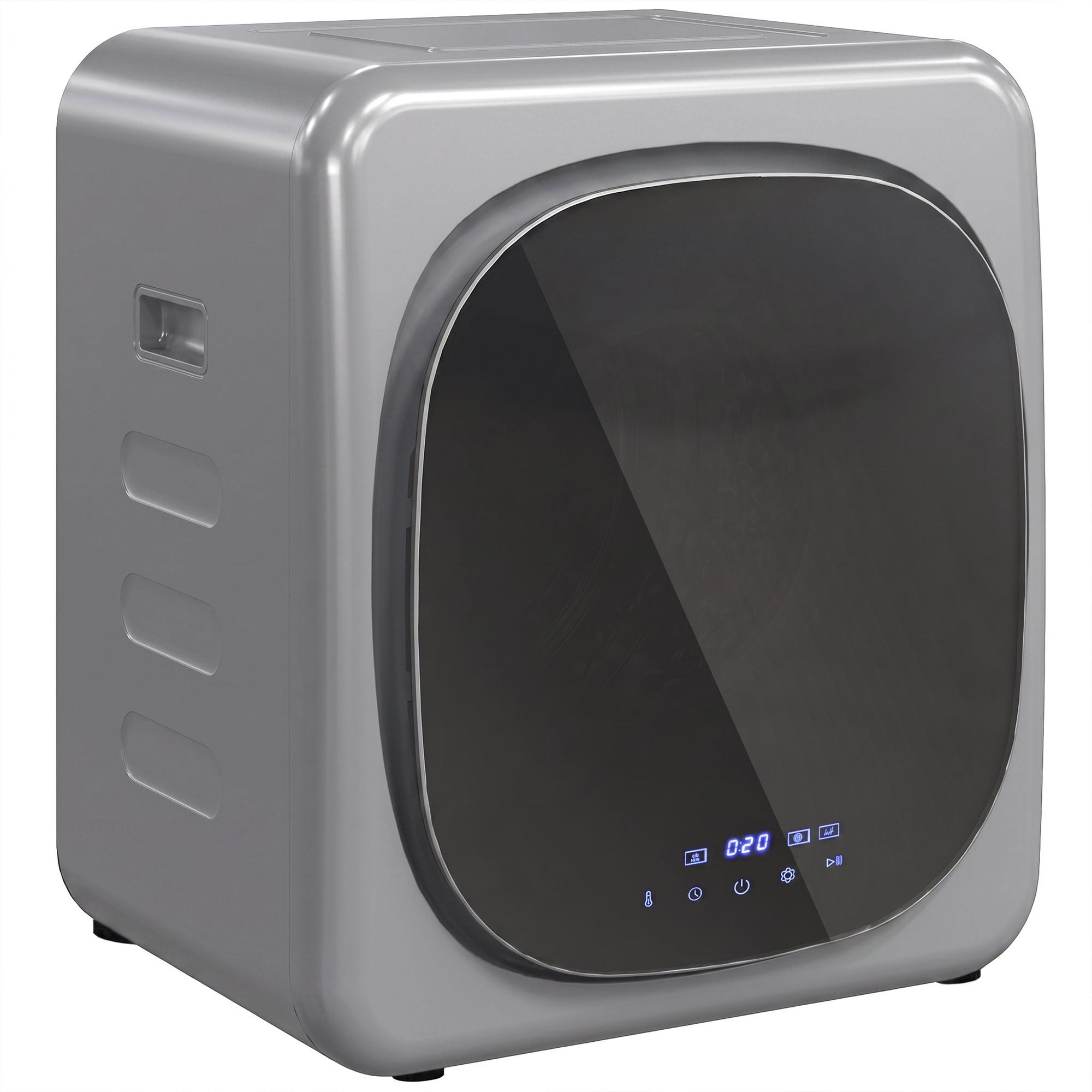 Vented Tumble Dryer, 4kg Wet Laundry/2.5kg Dry Capacity, 800W Compact Tumble Dryer with Smart Mode, Stainless Steel Drum, Freestanding Stackable Clothes Drying Machine, Silver Tone