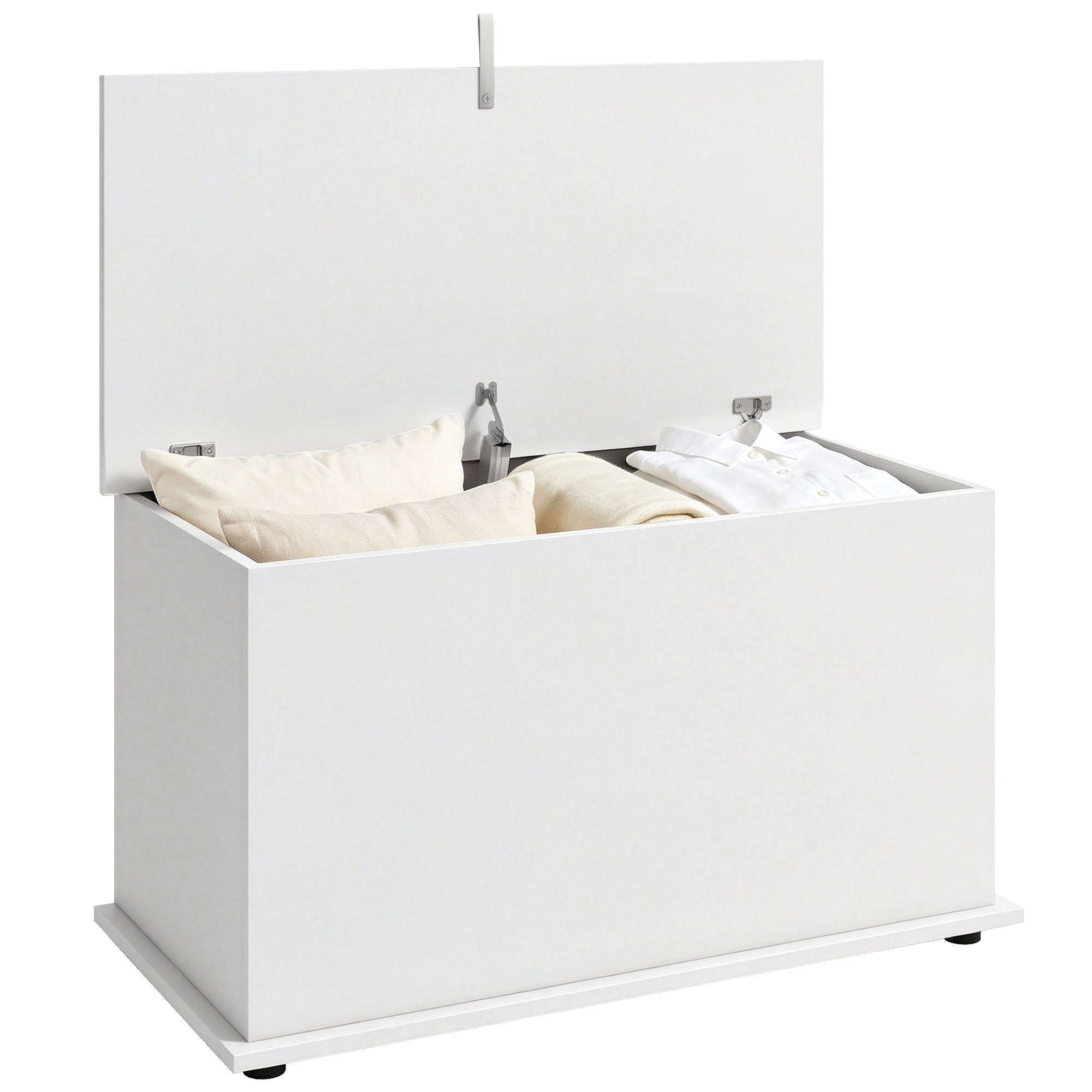 Storage Chest, Large 102L Blanket Box, Shoe Bench with Safety Hinged Lid, Storage Trunk, Bed End Bench for Bedroom, Hallway, Living room, Playroom, 80 x 40 x 45cm, White