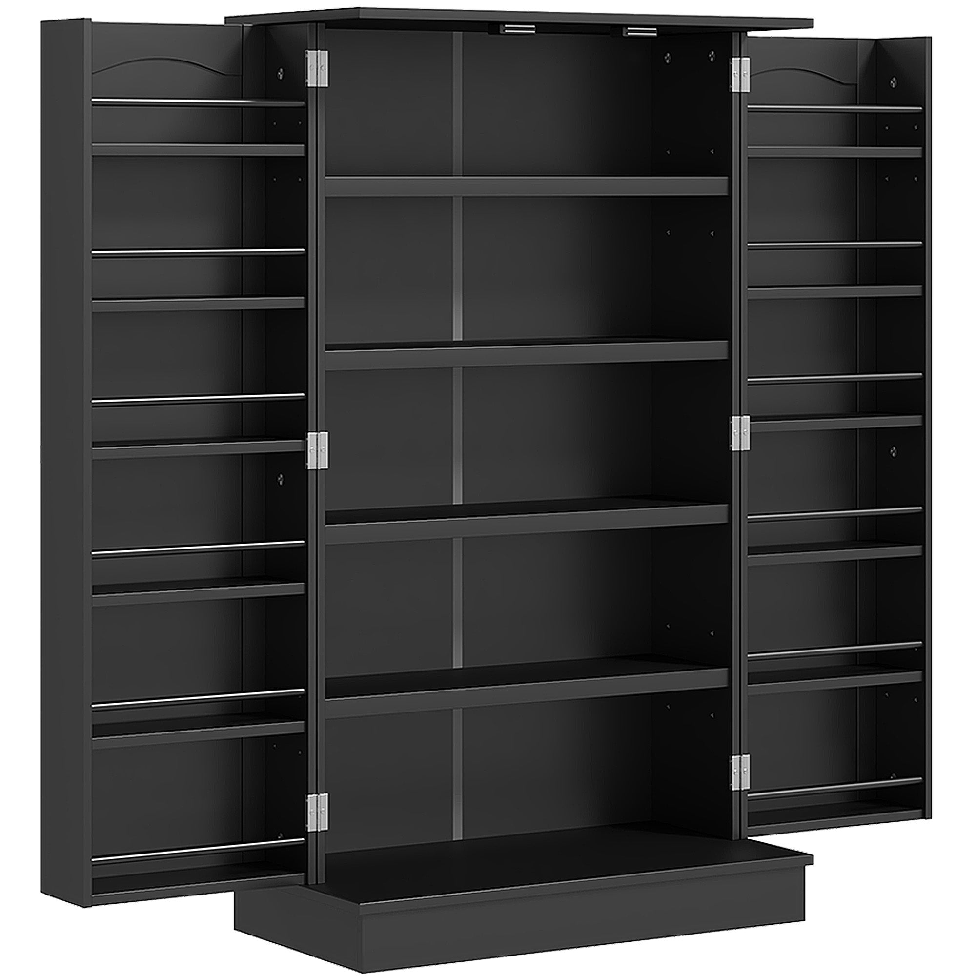 41" Kitchen Pantry Cabinet, 2-Door Buffet Storage Cabinet with 12 Spice Racks and Adjustable Shelves, Black
