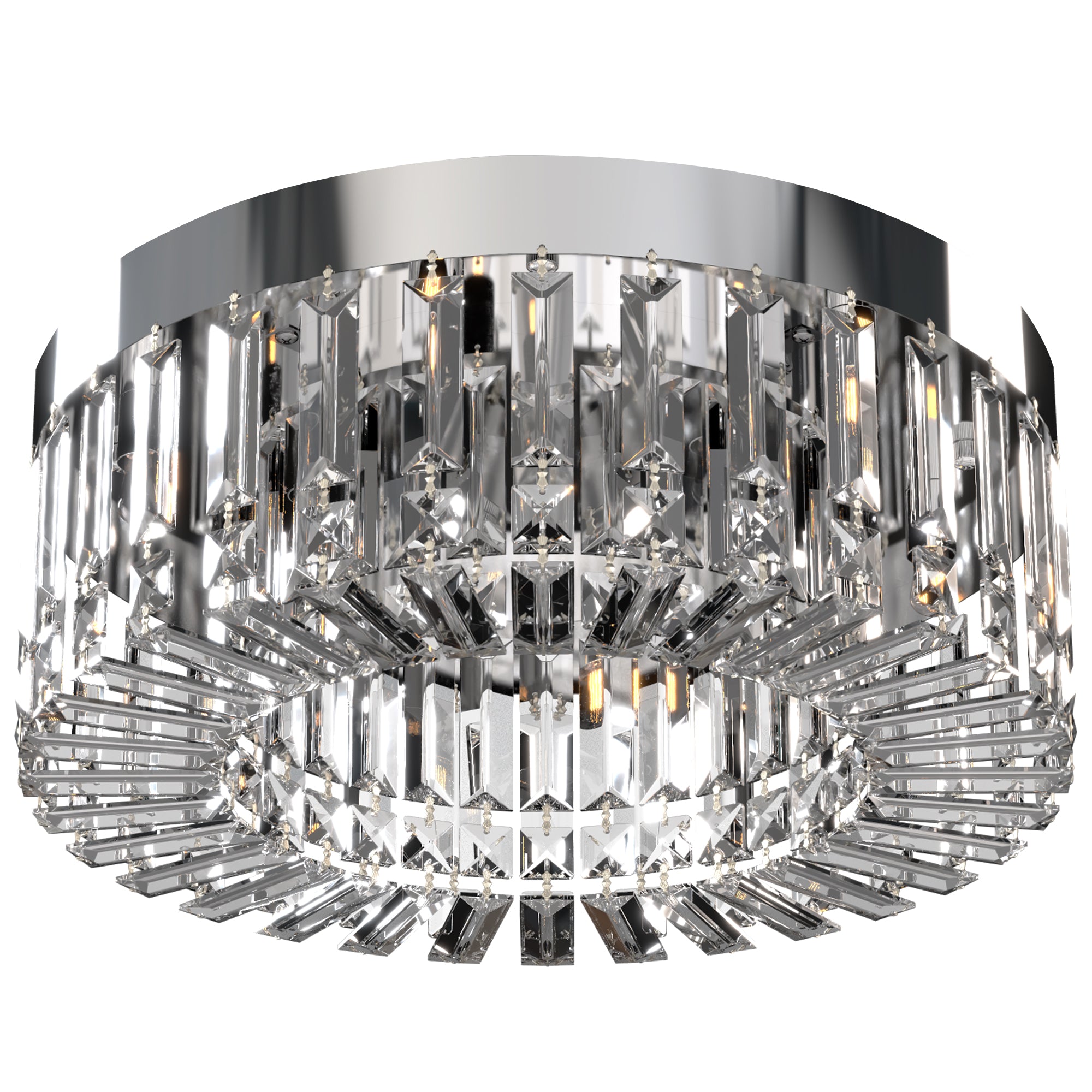 Crystal Chandeliers Ceiling Light with 160 Crystal Pendants, Modern 6-Light Flush Mount Ceiling Light for Living Room, Bedroom, Dining Room, Hall, Silver Tone