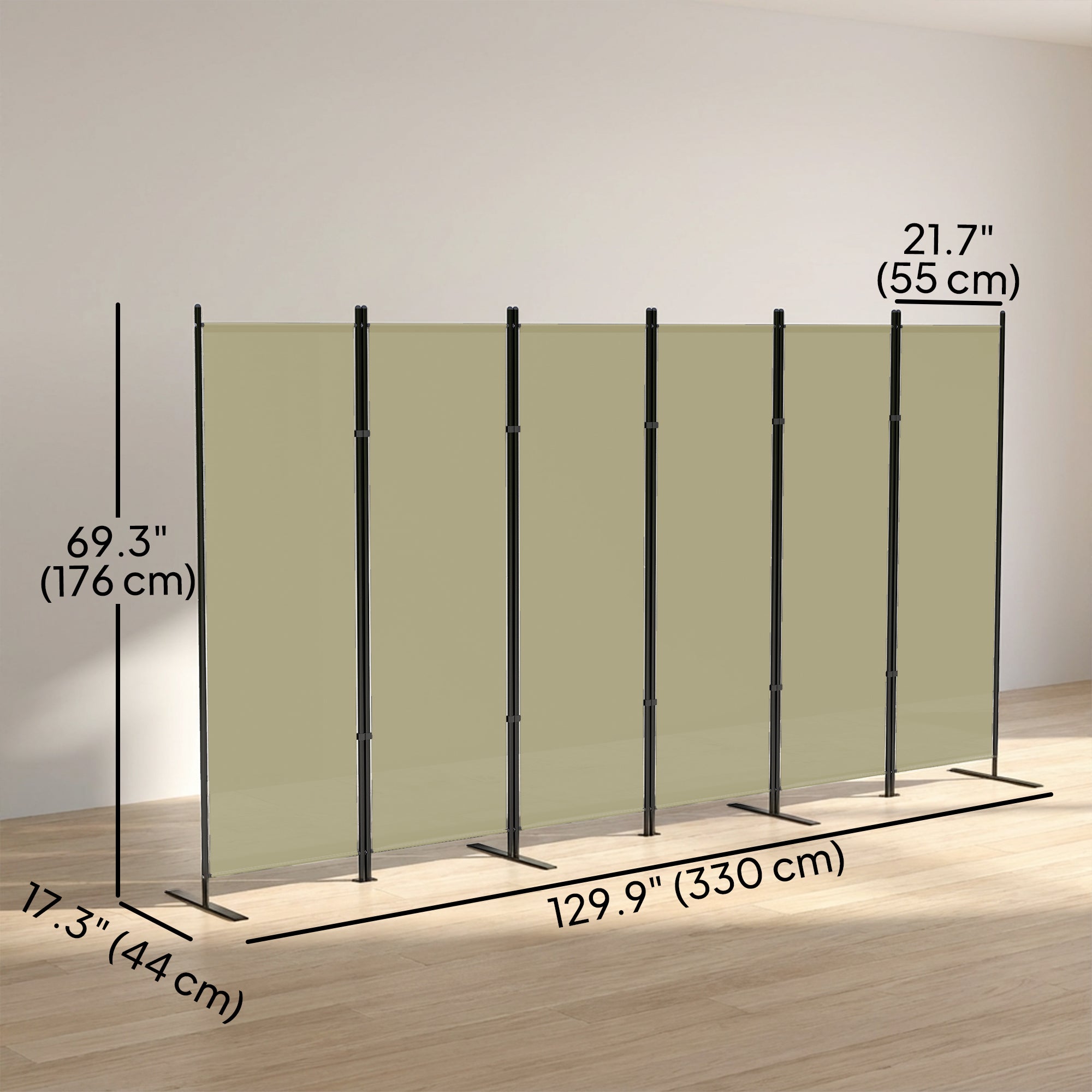 6 Panel Room Divider, 6 Ft Folding Privacy Screen, Portable Freestanding Partition Wall Divider for Home Office, Beige