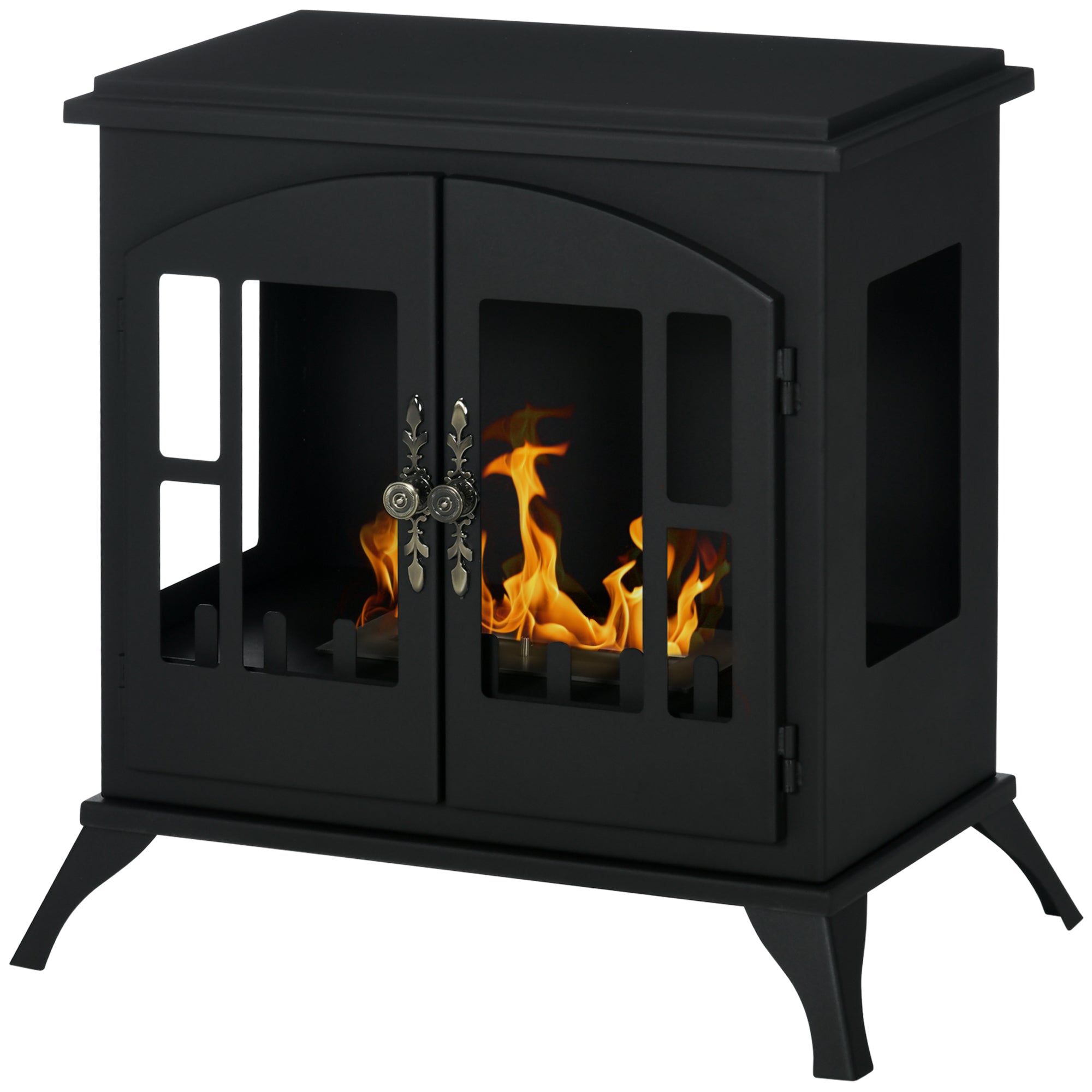 Freestanding Ethanol Fireplace Bioethanol Stove 0.25 Gal Max 269 Sq. Ft. Burns up to 3 Hours Black