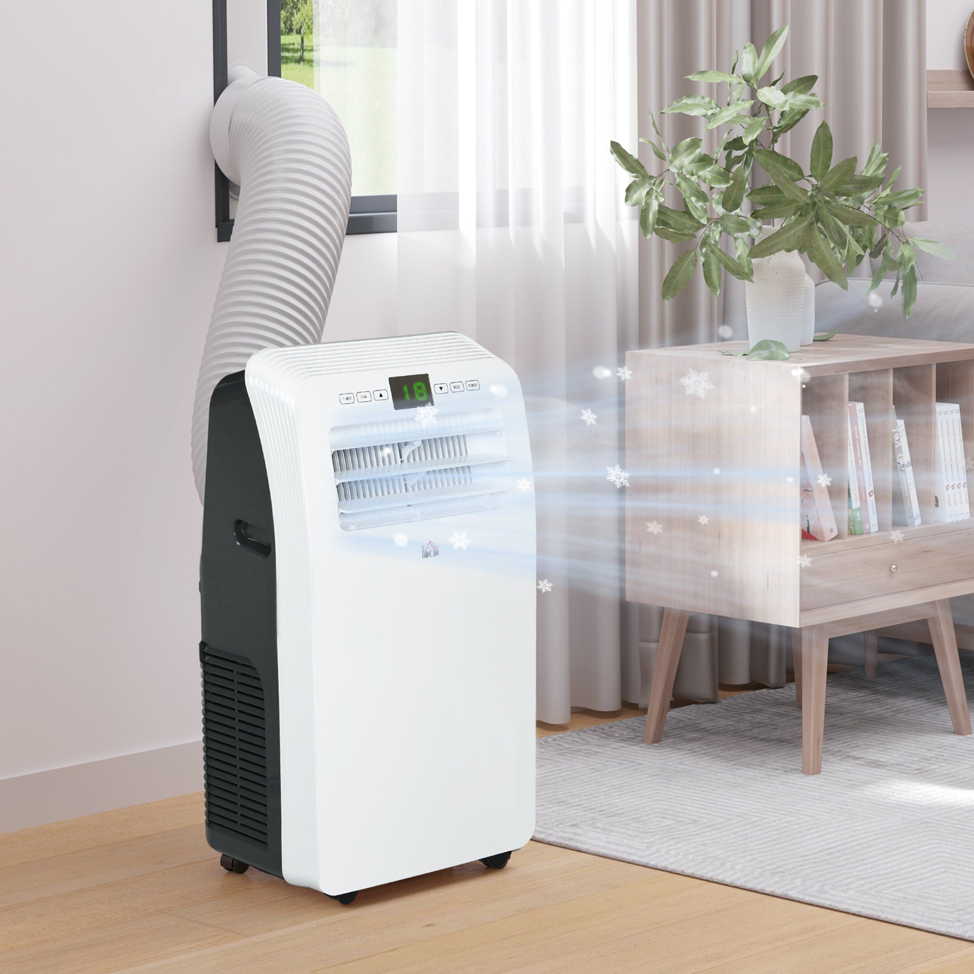 HOMCOM 12000 BTU Portable Air Conditioner, 3-in-1 Air Conditioning Unit, Dehumidifier, Cooling Fan with Remote Control, Digital Display, 3 Speeds, 24H Timer On/Off, Window Venting Kit, 28m²