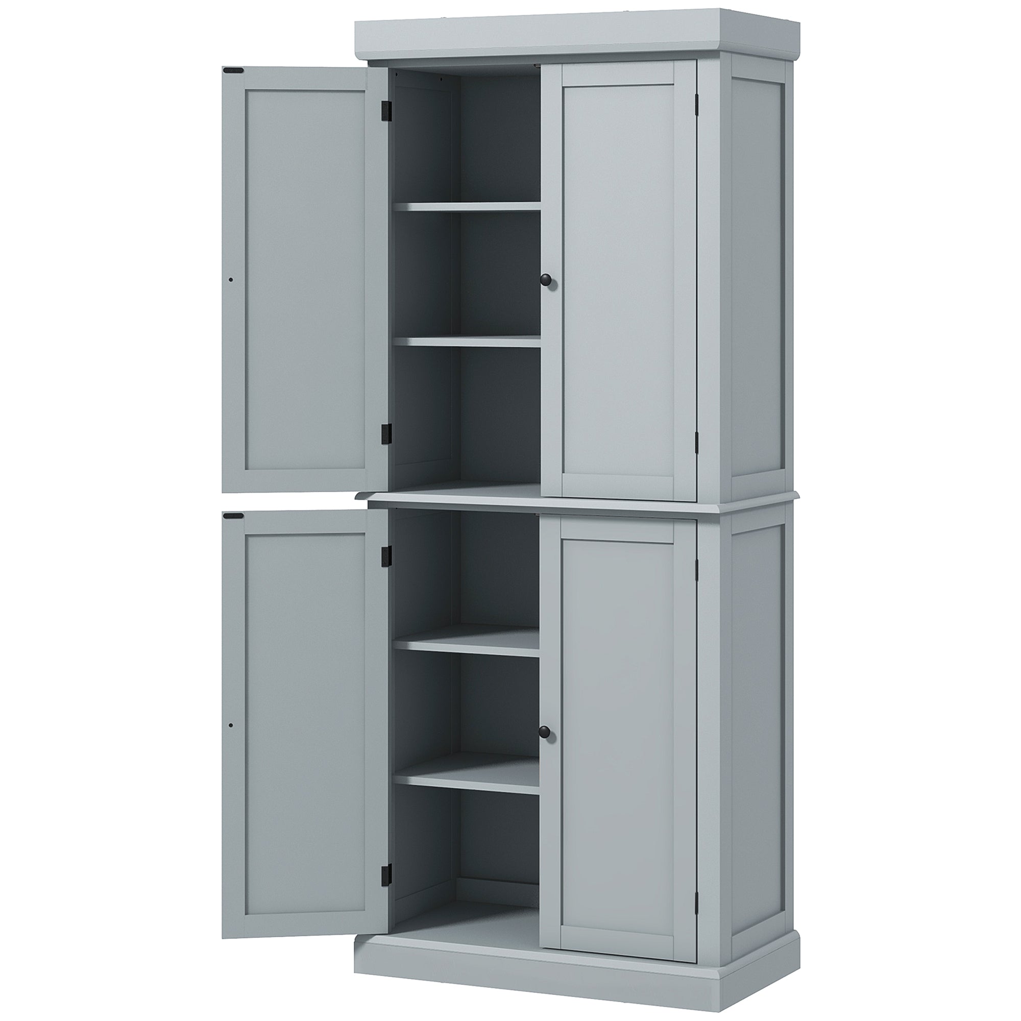 72" Kitchen Cabinet Pantry Storage Cabinet w/ Doors and Shelves Freestanding Food Pantry Gray