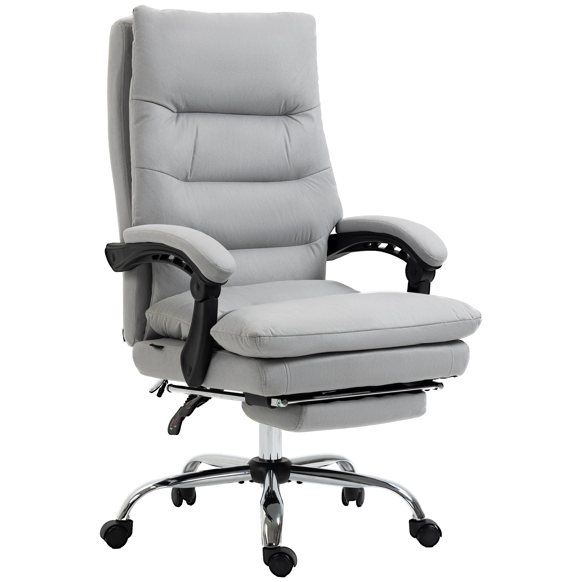 Vinsetto Office Chair, Ergonomic Desk Chair with 6-Point Vibration Massage and Back Heating, Microfibre Computer Gaming Chair with 135° Reclining Back and Footrest, Grey