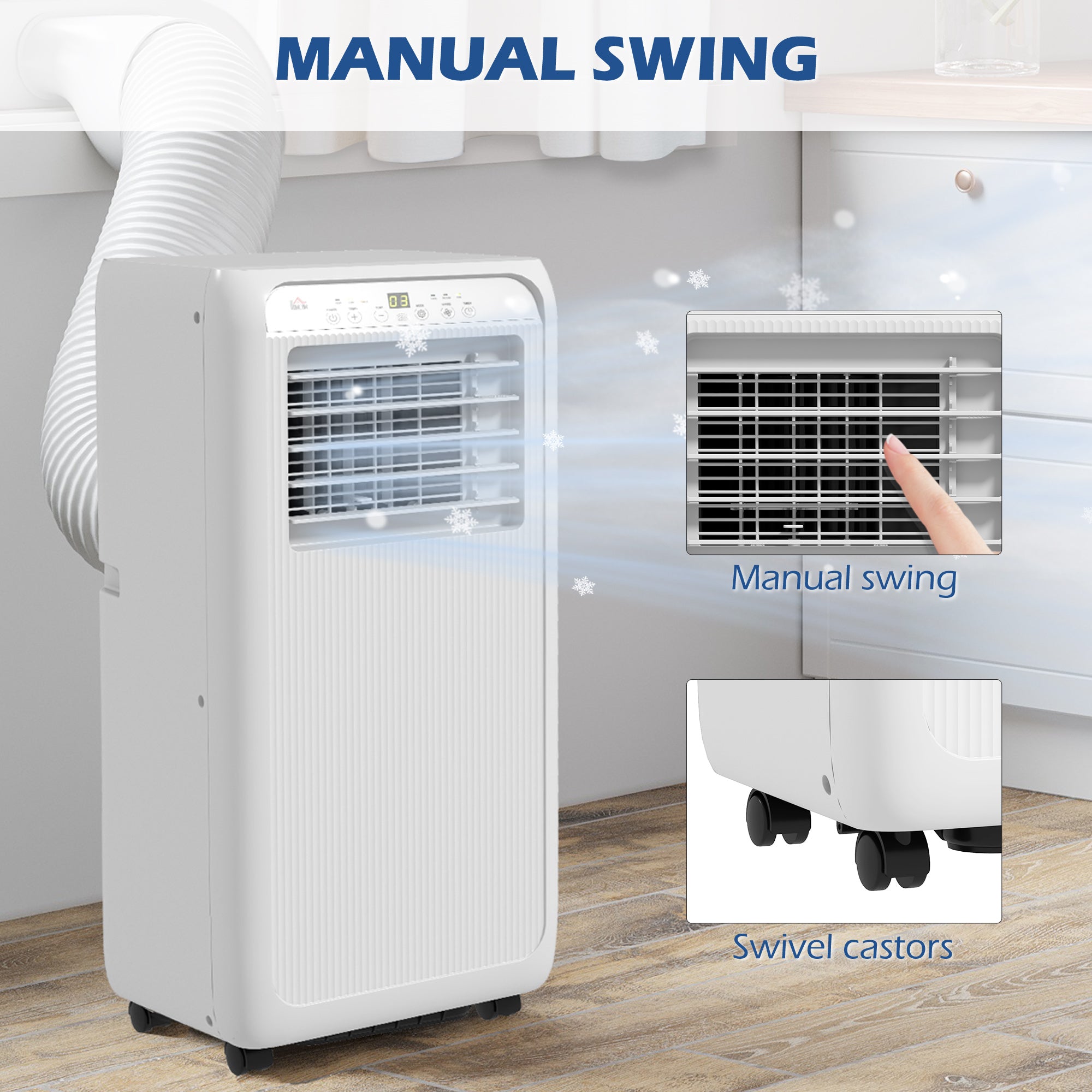 HOMCOM 7000 BTU Air Conditioning Unit, 3-in-1 Portable Air Conditioner, Dehumidifier, Cooling Fan with 2 Speeds, Remote Control, Digital Display, 24H Timer, Window Venting Kit, 15m²