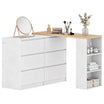 Dressing Table with 6 Drawers, 3-Tier Shelf, Straight or L-Shaped Layout, Makeup Desk for Bedroom, White