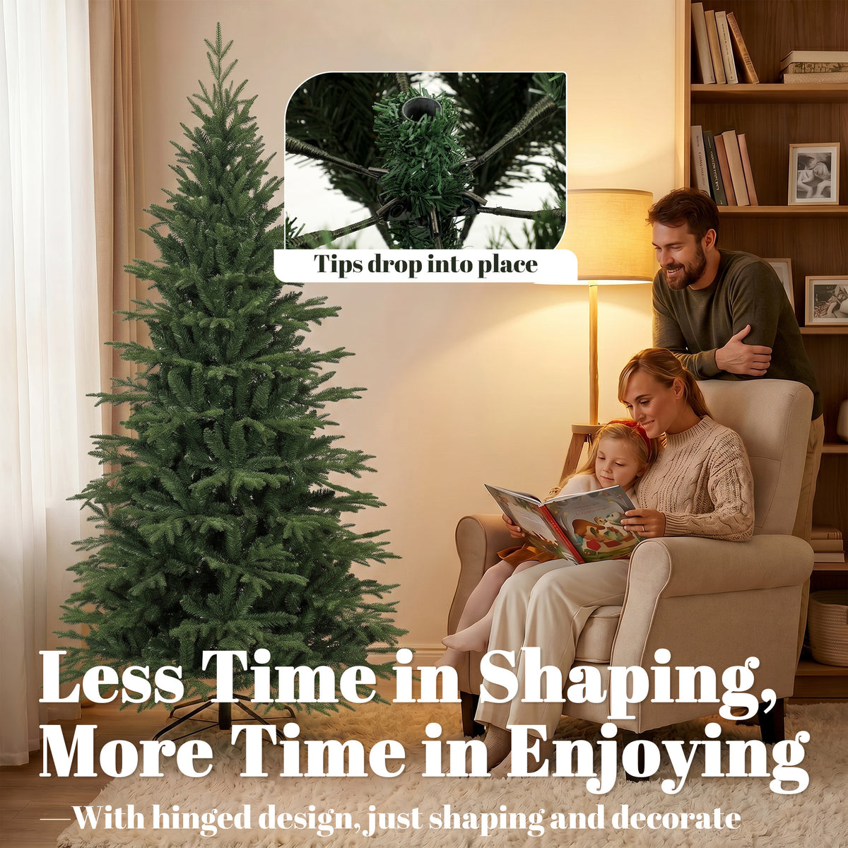 6ft Artificial Christmas Tree, Full Hinged Xmas Tree with 2081 PE & PVC Tips, Foldable Metal Base for Home Office Holiday Decoration, Green