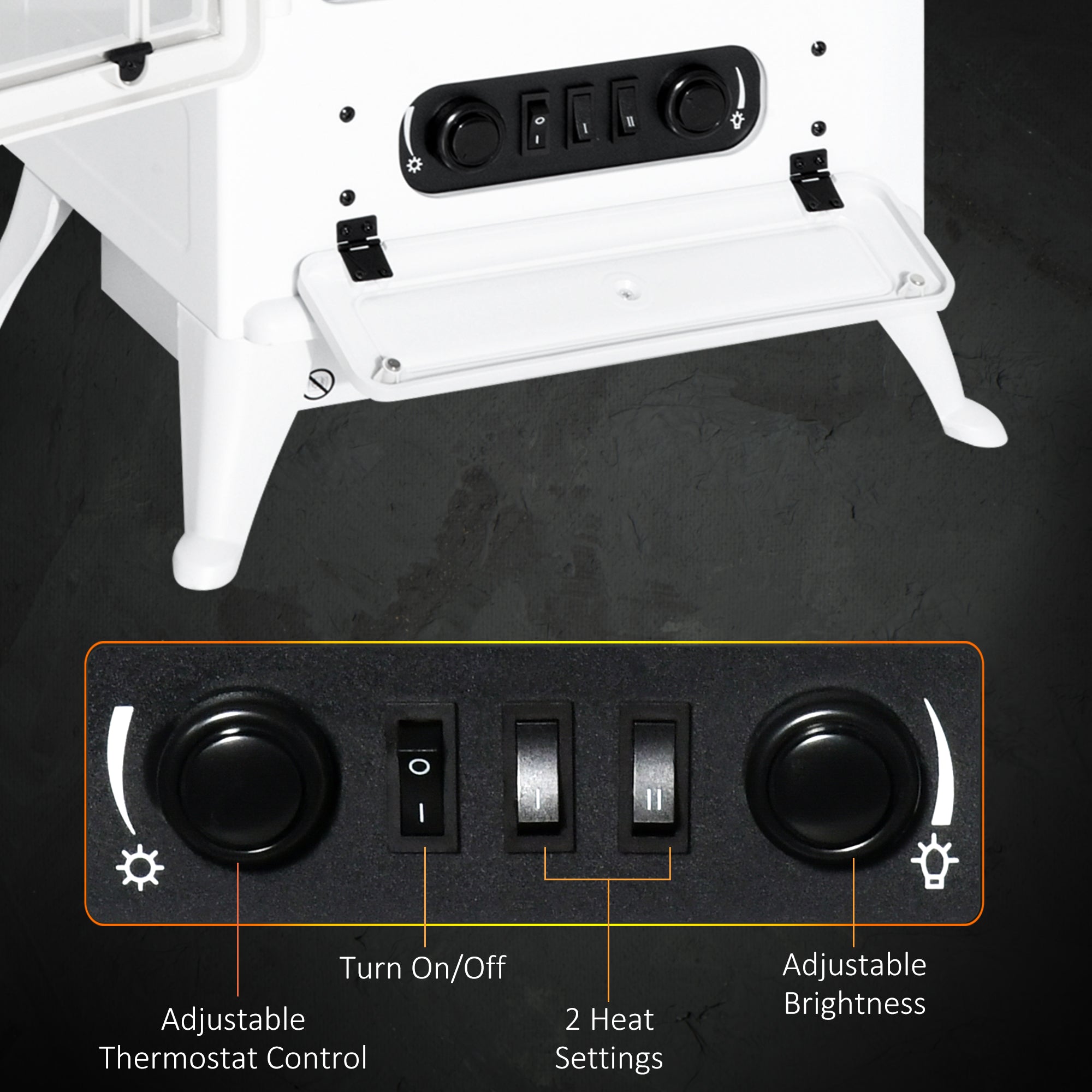 16" Freestanding Electric Fireplace Heater Fire Stove with Wood Burning Flame 750/1500W White