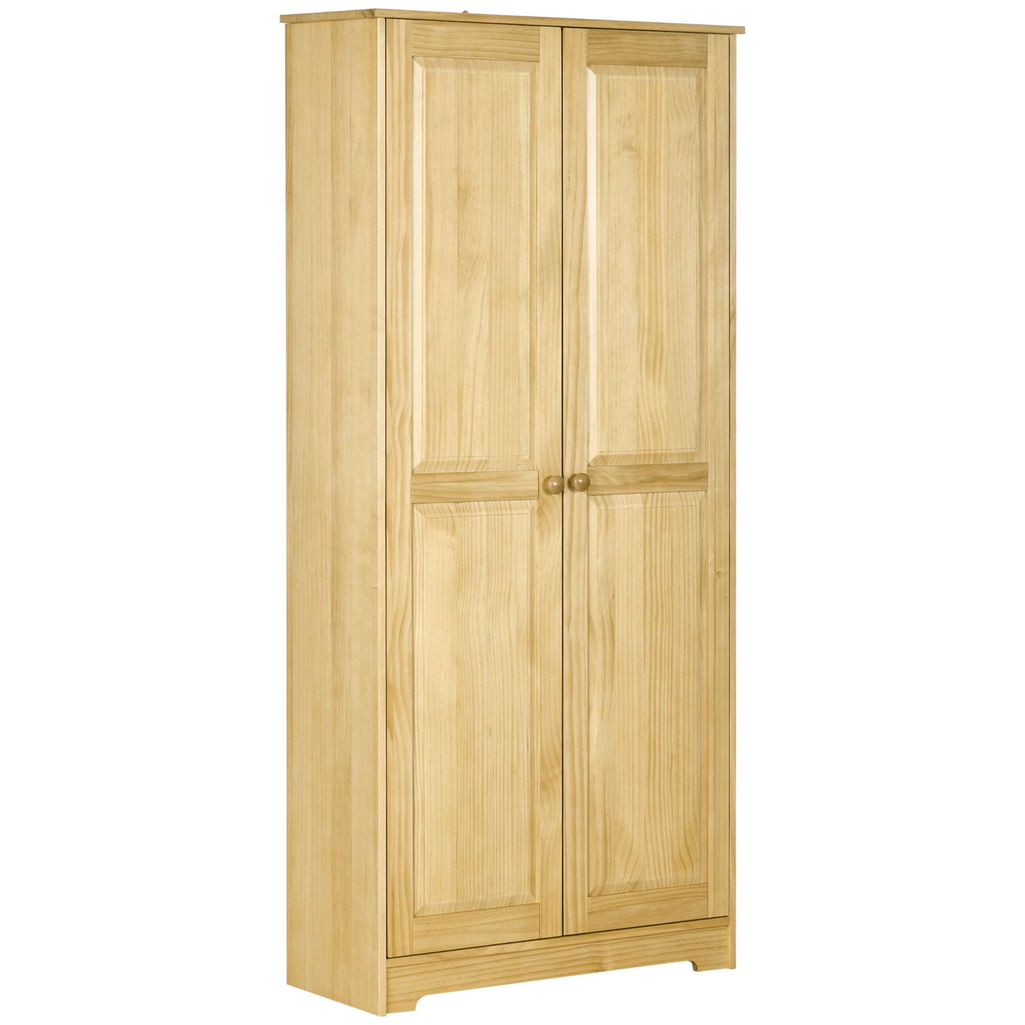 67" Pinewood Kitchen Pantry Storage Cabinet Freestanding Cabinets Light Brown