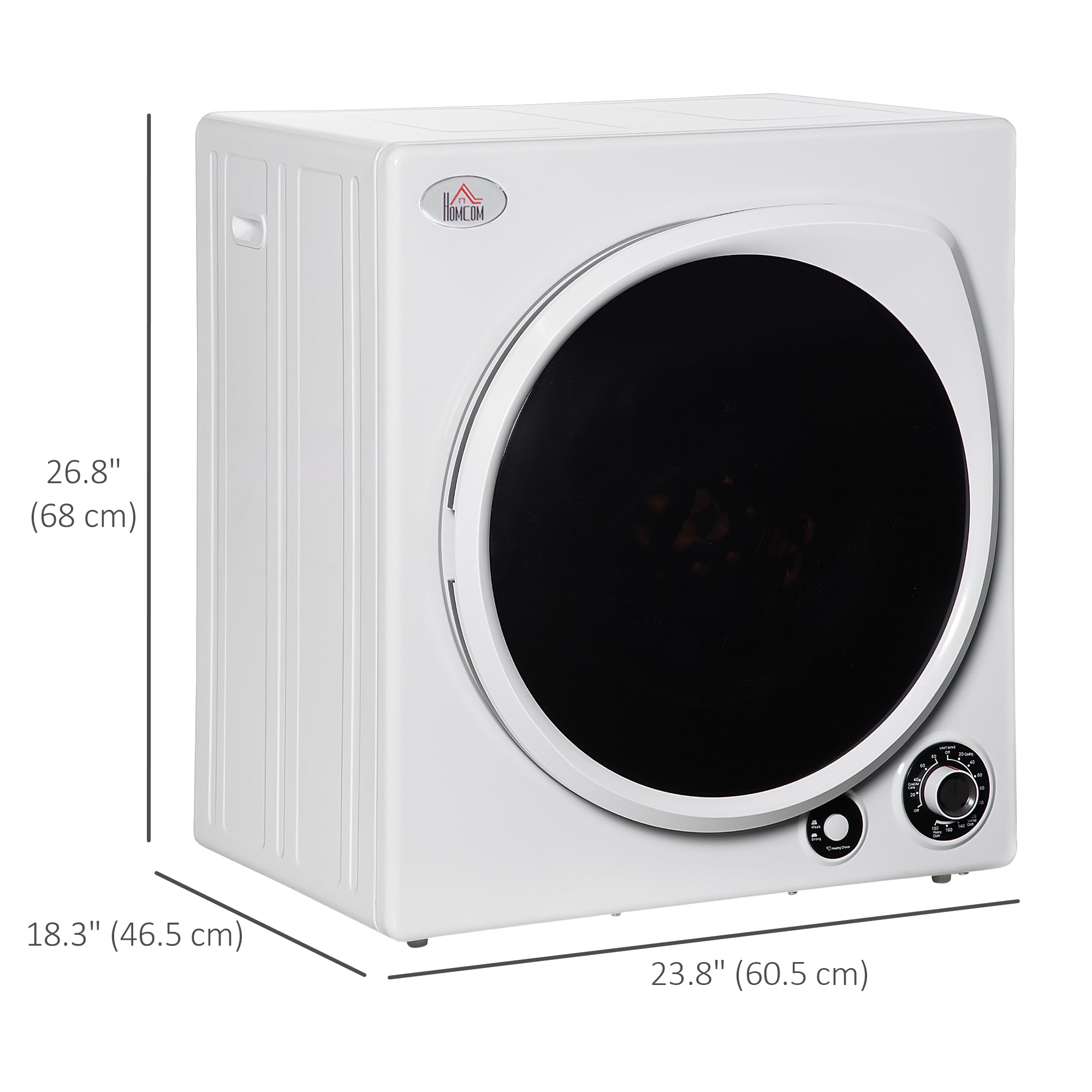 HOMCOM 1350W 13lbs Electric Portable Compact Laundry Clothes Dryer, 3.22 cu.ft. Portable Tumble Dryer with Stainless Steel Drum, for Apartment, Home, White