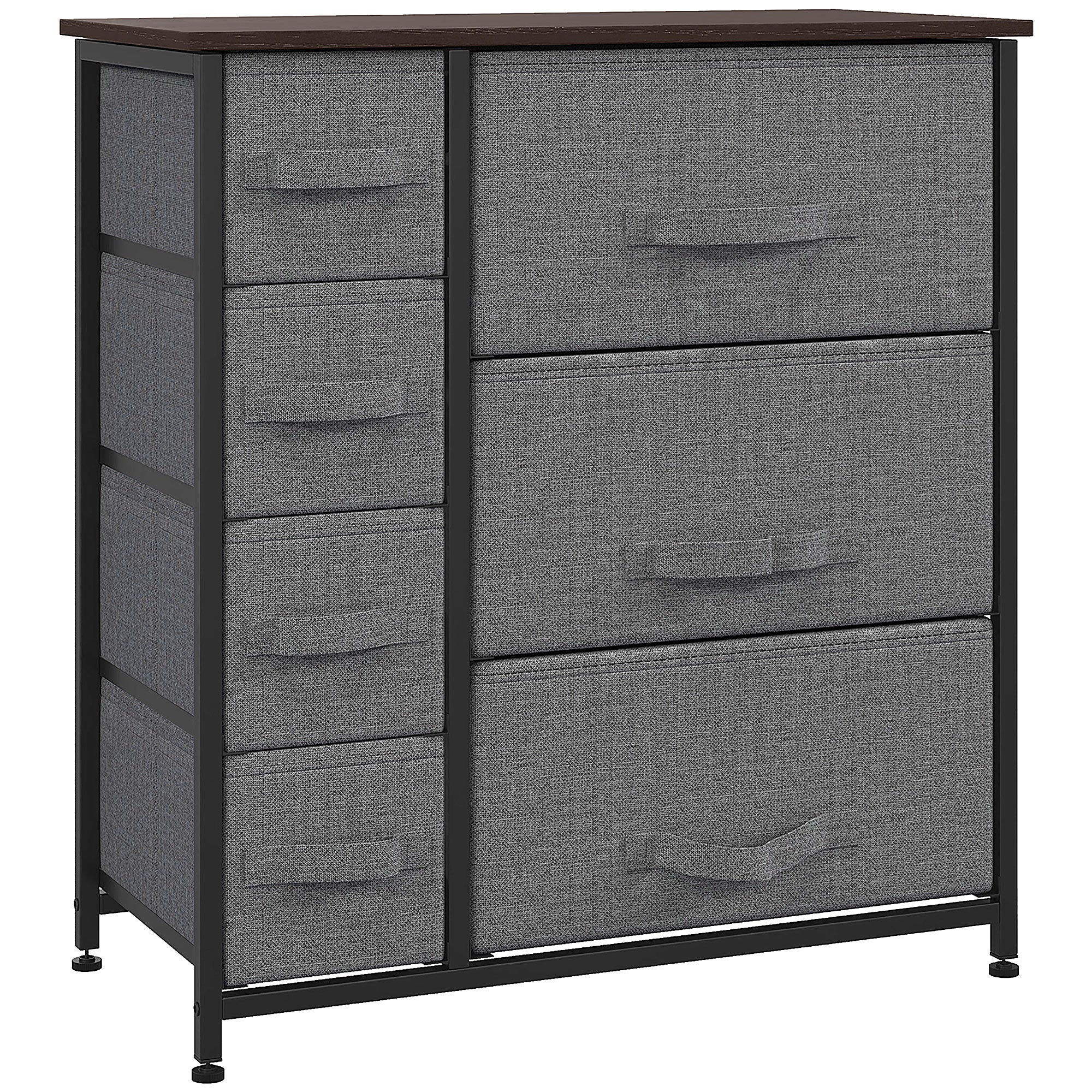 Dresser for Bedroom with 7 Drawers, Chest of Drawers with Metal Frame,  Fabric Dresser for Living Room, Entryway, Hallway, Dark Grey