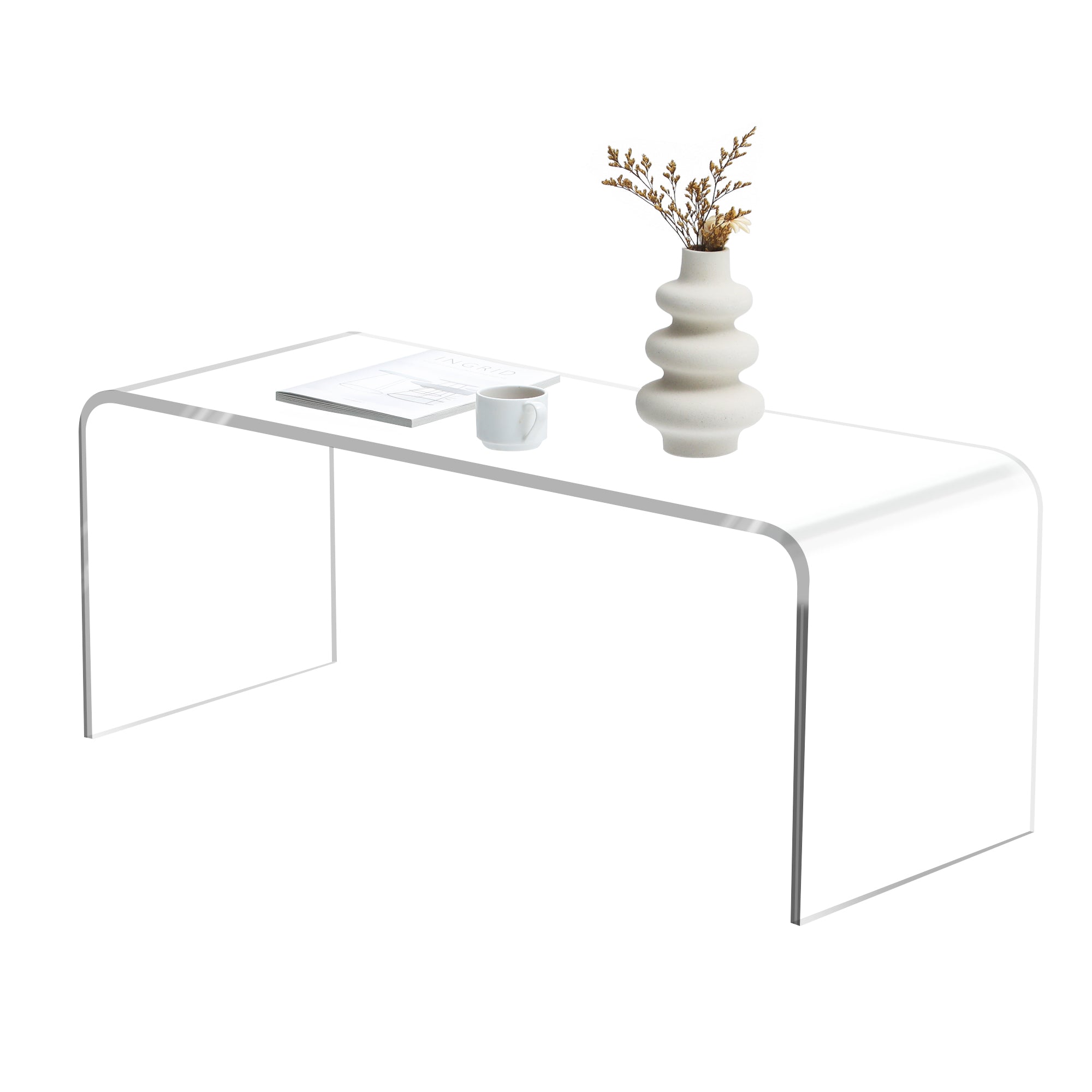 Acrylic Coffee Table 39.25" Long Rectangle Tea Table for Living Room Clear