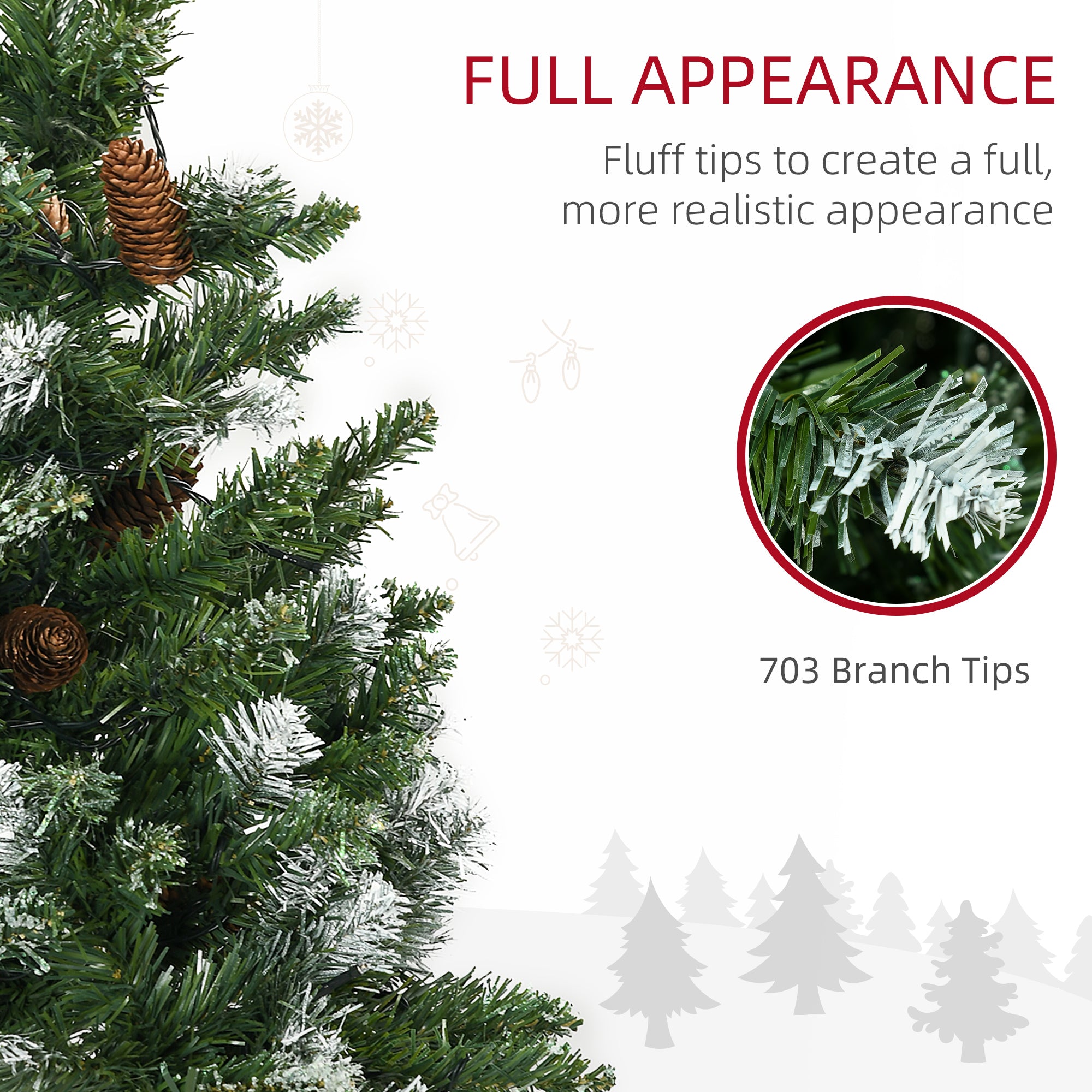 HOMCOM 6ft Slim Prelit Artificial Christmas Tree with Snow-dipped Branches, LED Lights, Colourful Powder, Green