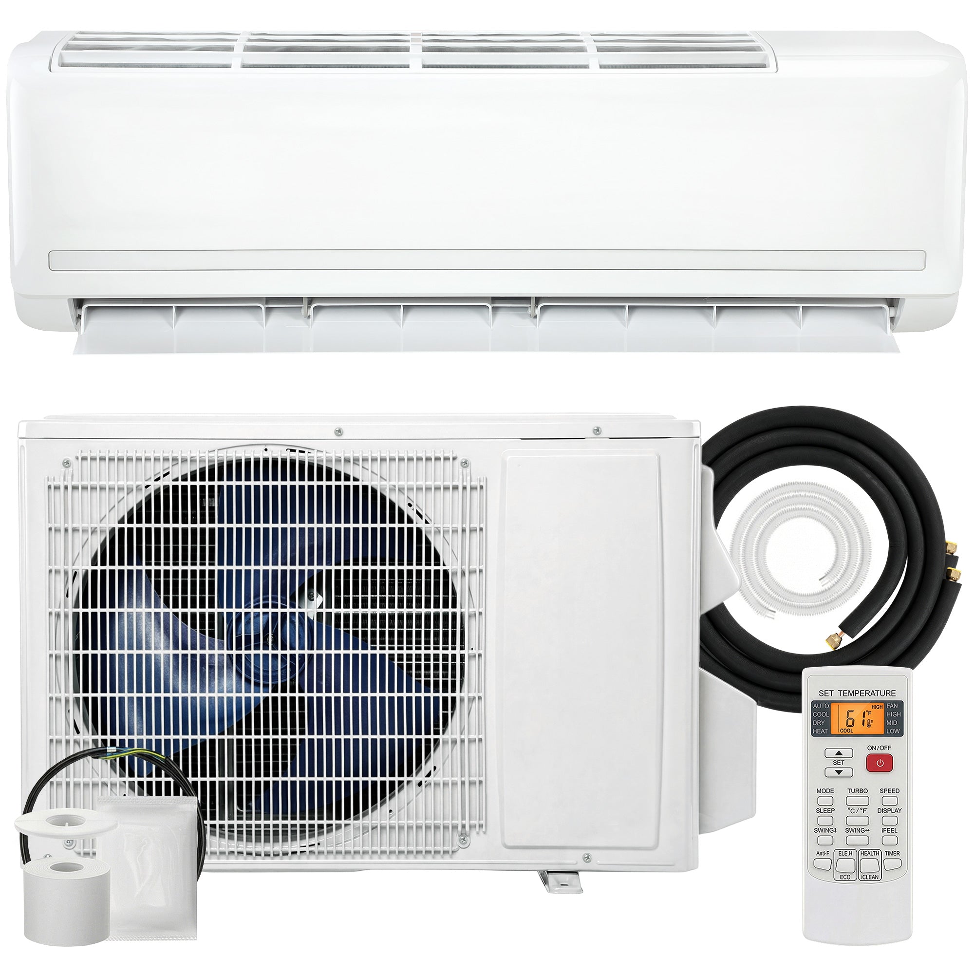 18000 BTU Mini Split Air Conditioner and Heat Pump, 19 SEER2 230V Energy Efficient Ductless Inverter AC Unit Cools up to 1250 Sq.Ft, Complete Installation Kit