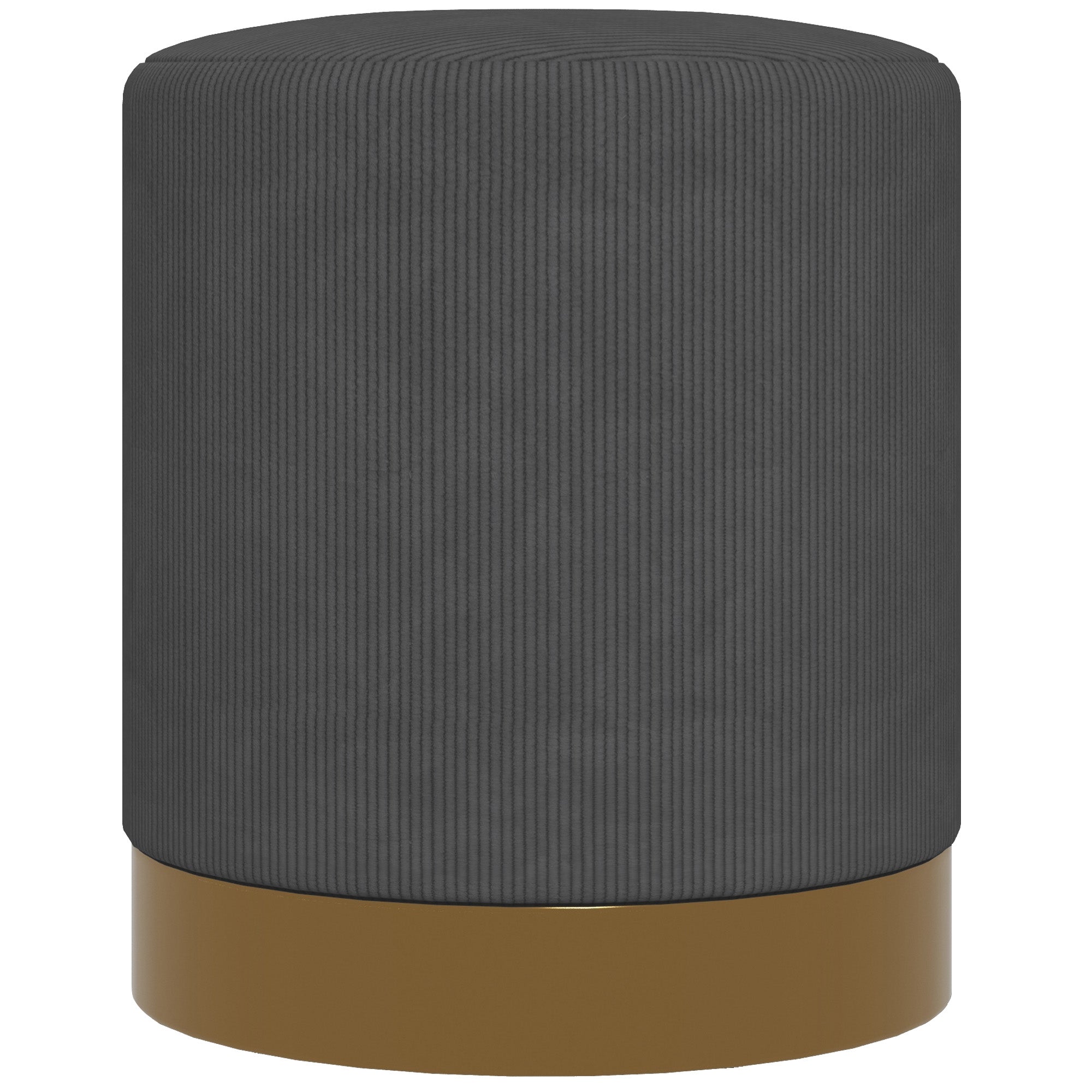 HOMCOM Modern Round Footstool, Corduroy Fabric Upholstered Foot Stool with Padded Seat for Living Room, Entryway, Charcoal Grey