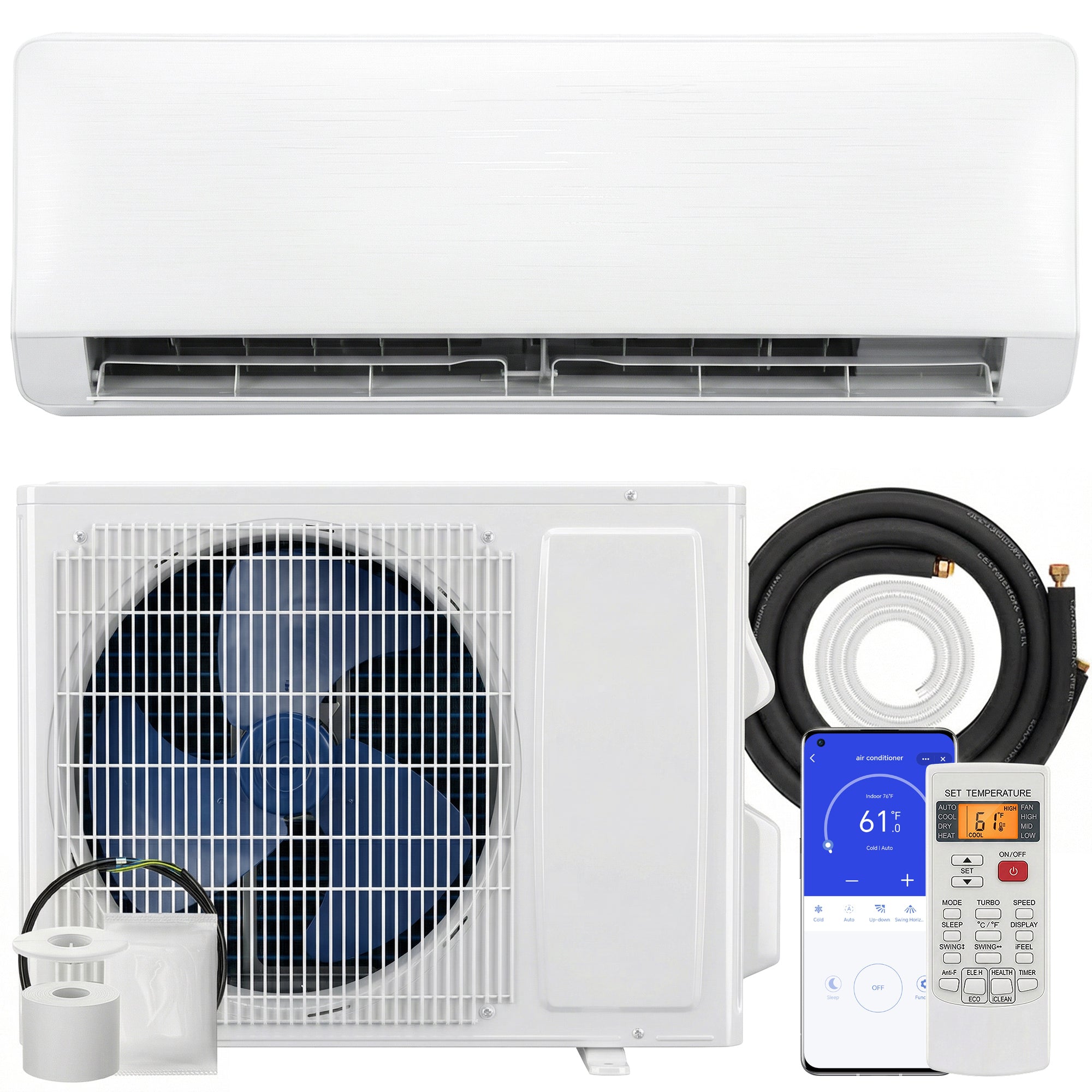 12000 BTU Mini Split AC/Heating System SEER2 22 Inverter Heat Pump, 115V, Works with Alexa, Energy Efficient Ductless Air Conditioner Cools 750 Sq.Ft, WiFi Enabled with Install Kit