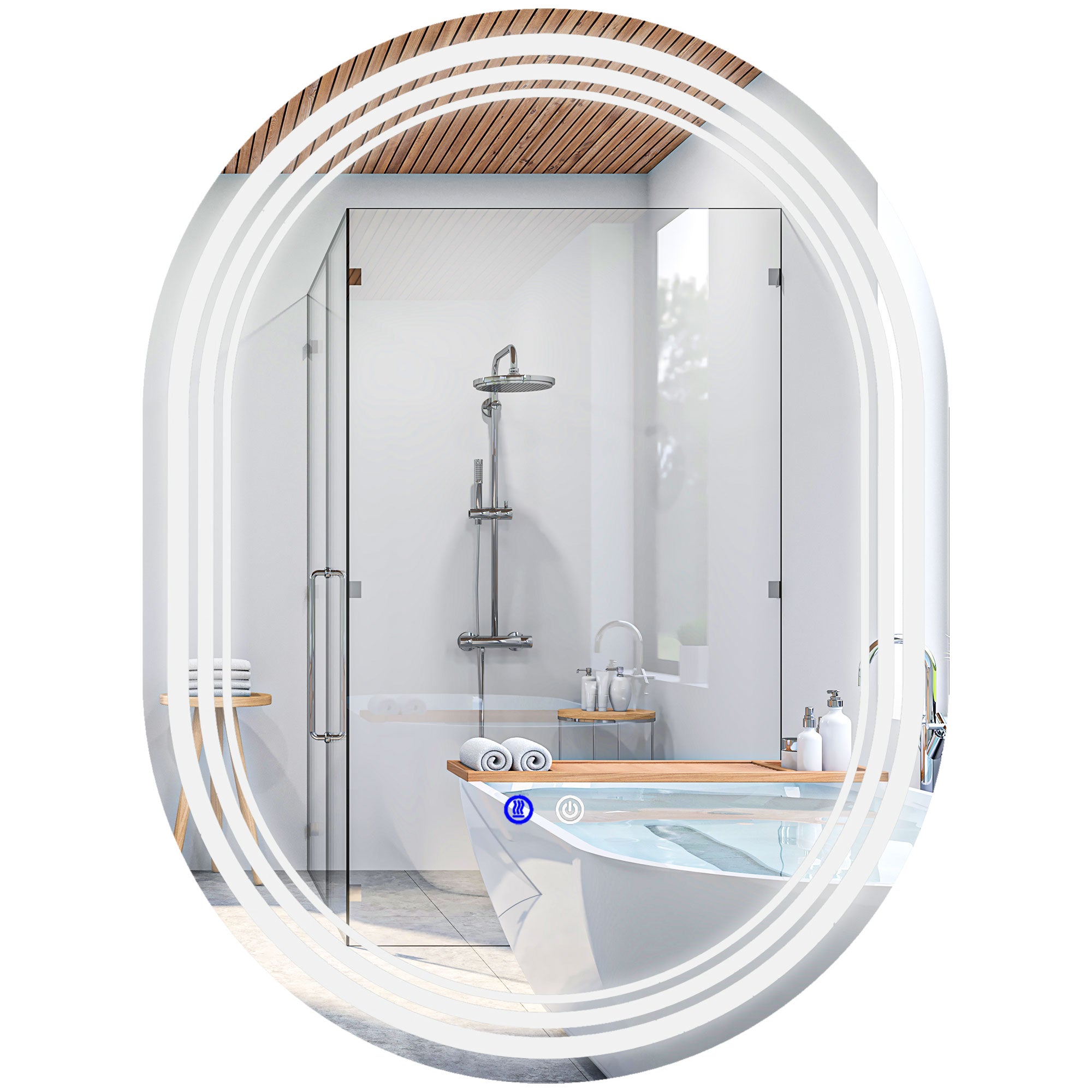 kleankin Bathroom Mirror with LED Lights, 70 x 50cm Dimmable Makeup Mirror with 3 Colour Light, Anti-fog, Memory Function, Touch Switch, Vertical or Horizontal Mounted