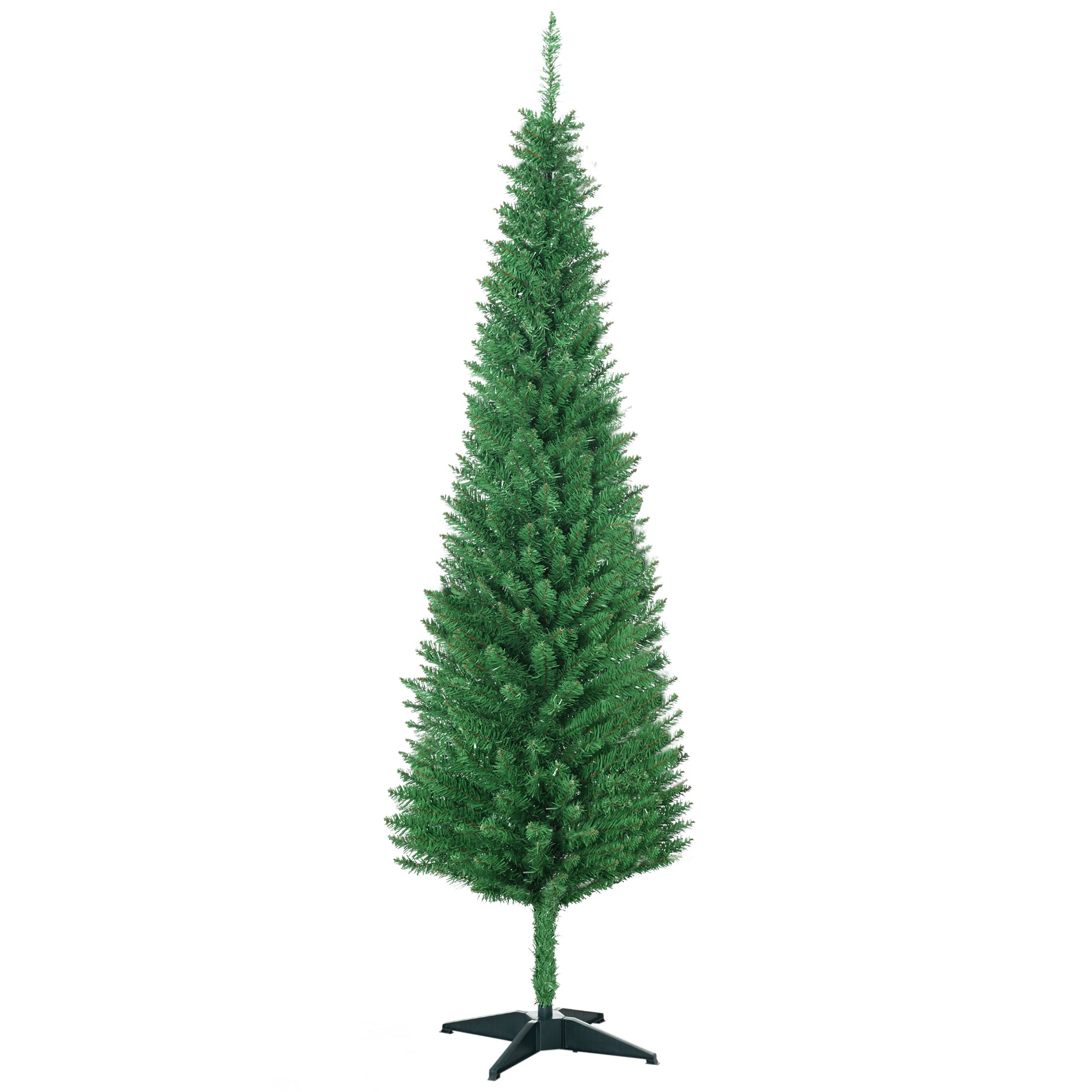 6FT Decorated Christmas Tree Pencil Tree with 390 Realistic Branch Tips and Plastic Stand Light Green