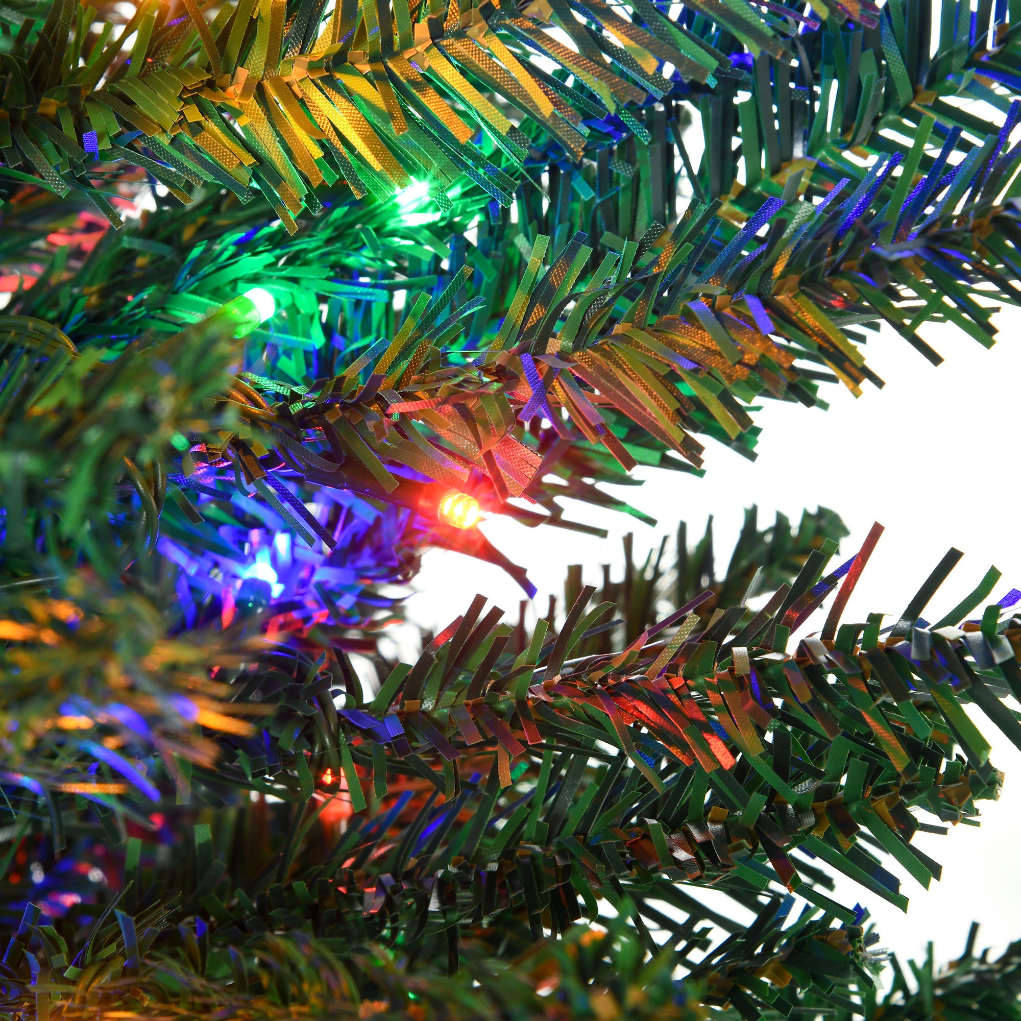 7.5ft Pre Lit Artificial Christmas Tree Holiday Décor with 200 Colourful LED Lights and 529 Tips, Pencil Shape, Steel Base