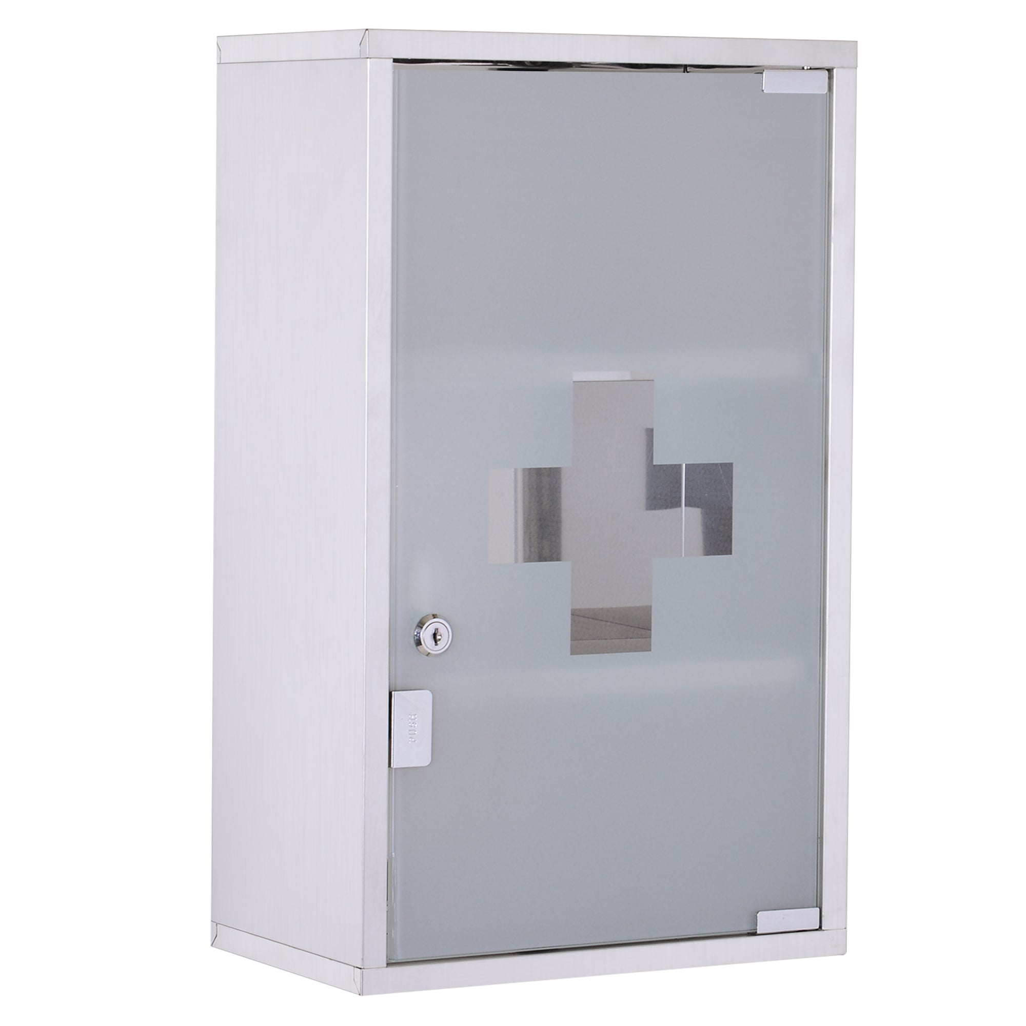 12" x 20" Stainless Steel Lockable Medicine Cabinet with 2 Keys and Shelves for Bathroom