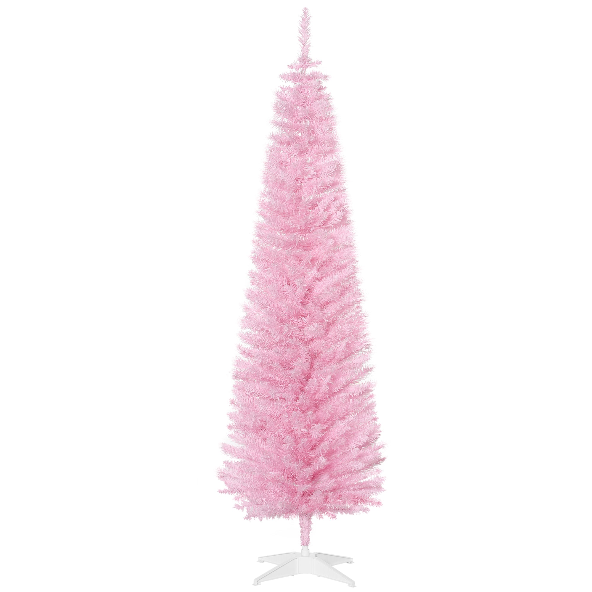 6' Artificial Pencil Christmas Tree Slim Xmas Tree with 390 Realistic Branch Tips and Stand Pink