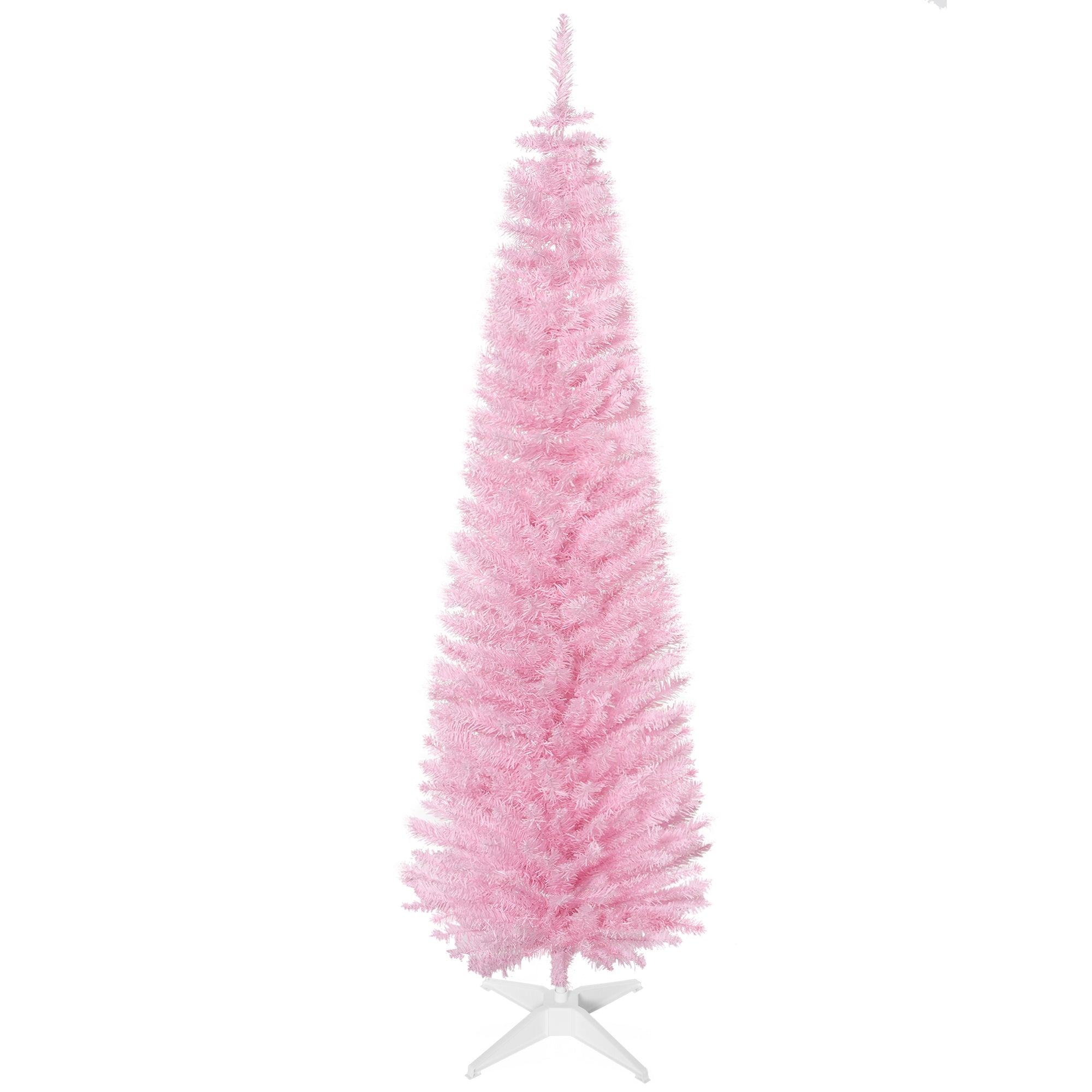 6' Artificial Pencil Christmas Tree Slim Xmas Tree with 390 Realistic Branch Tips and Stand Pink