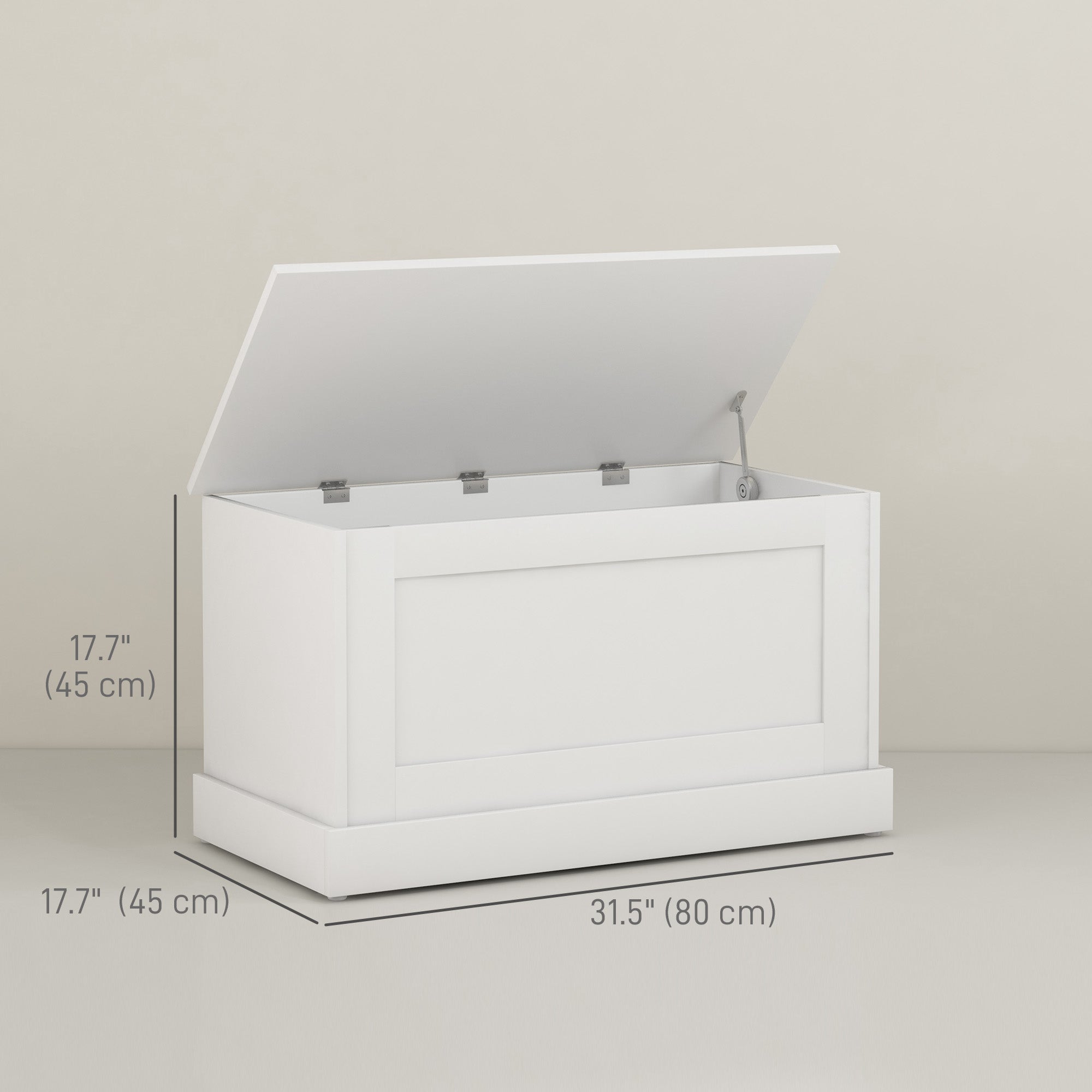 HOMCOM Storage Chest, Storage Trunk with Safety Hinge, Wooden Box for Living Room, Entryway, 31.5" x 15.7" x 17.7", White Wood Grain
