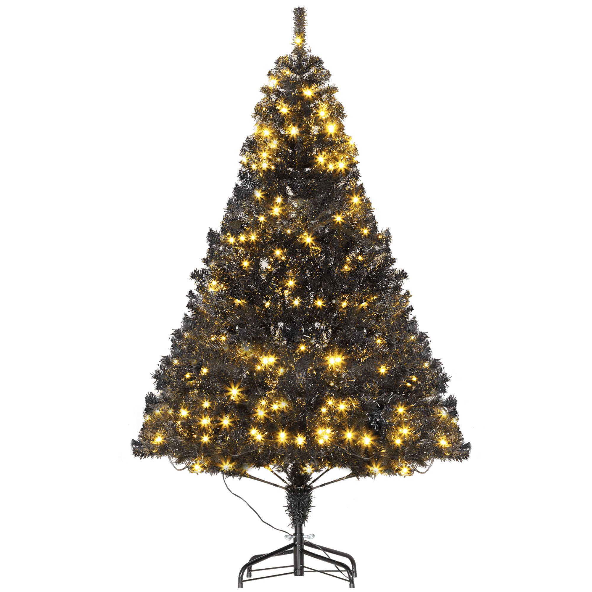 6 FT Tall PreLit Artificial Christmas Tree with Realistic Branches 250 Warm White LED Lights Black